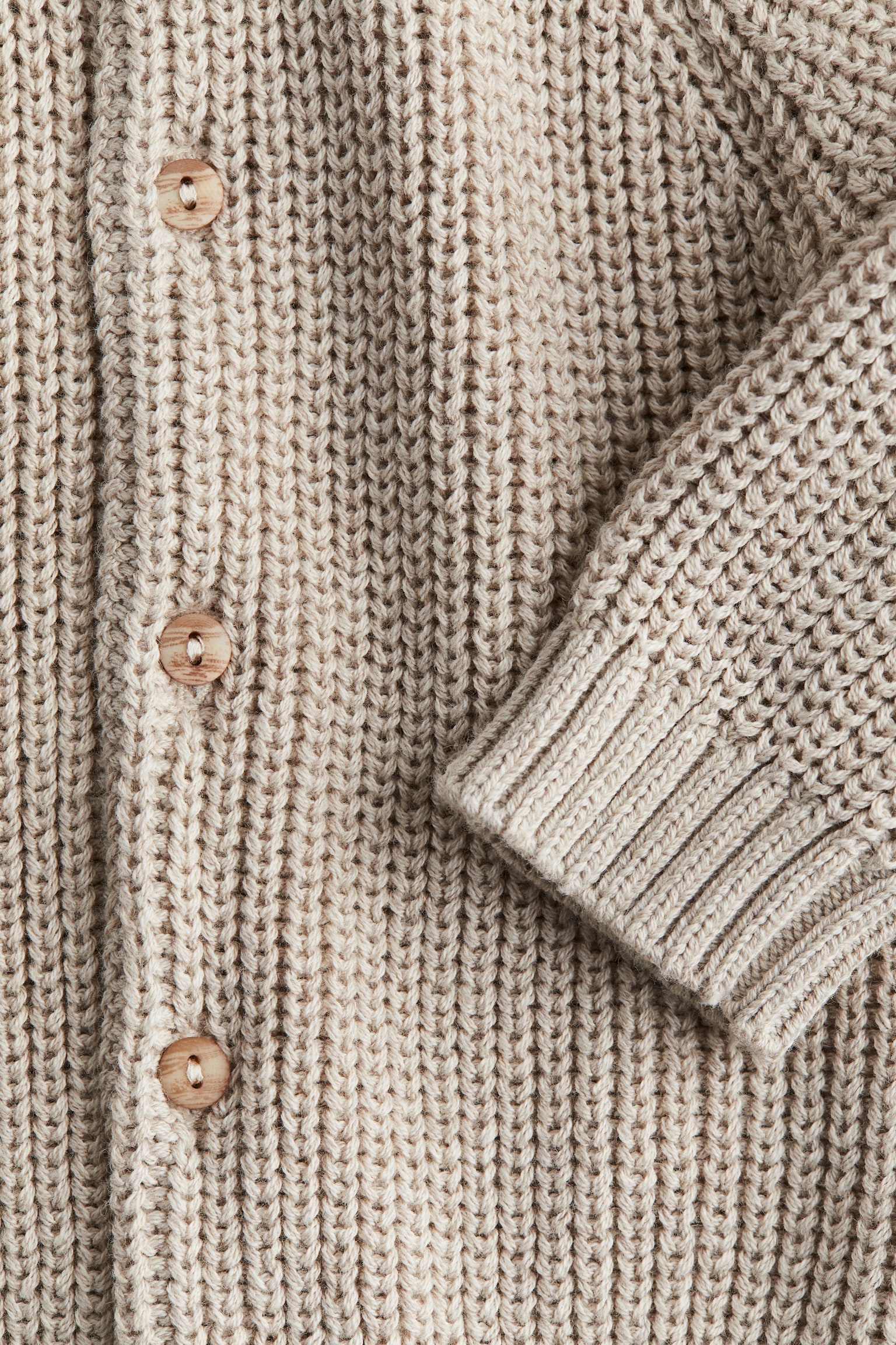 Patent-knit cotton cardigan - Beige/Beige/Grey/Brown - 5