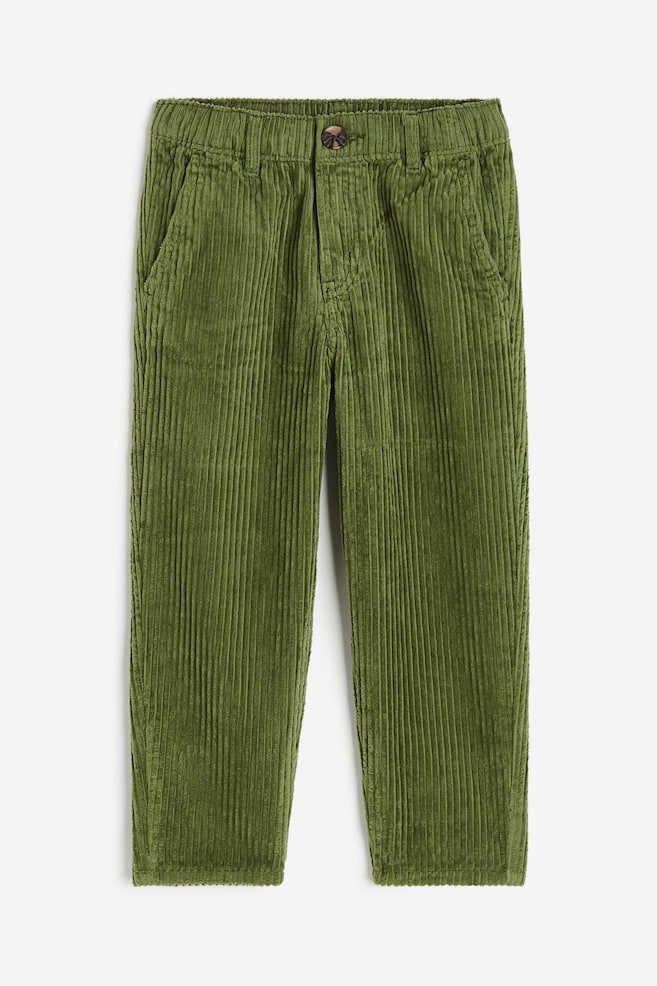 Bukse i cord - Mørk grønn - 1