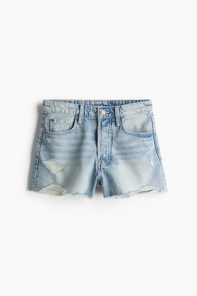 High-Waist Denim Shorts - Light denim blue/Denim blue - 1