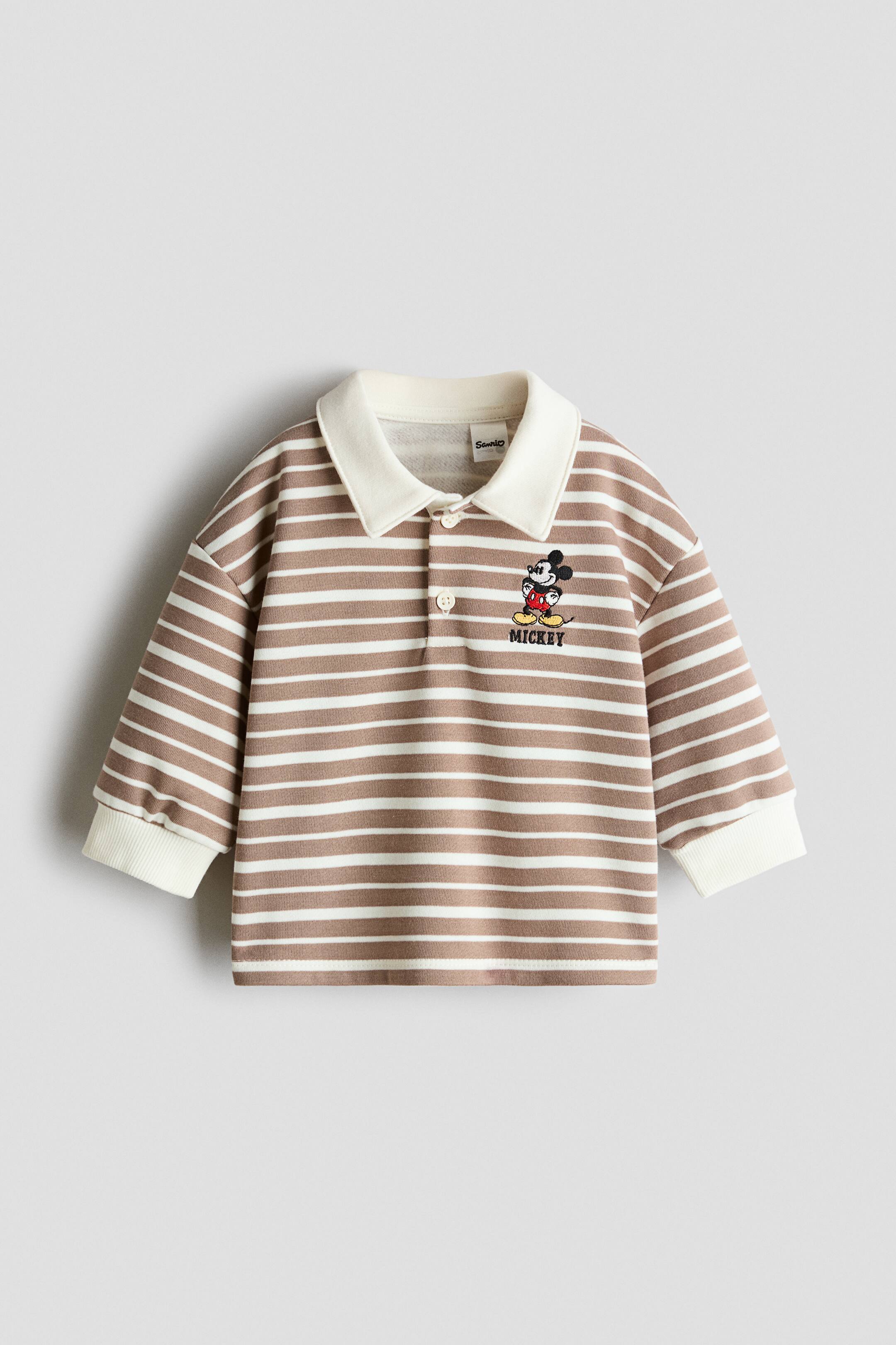 View larger image: Embroidery-motif rugby shirt - Beige/Mickey Mouse - Kids | H&M 1