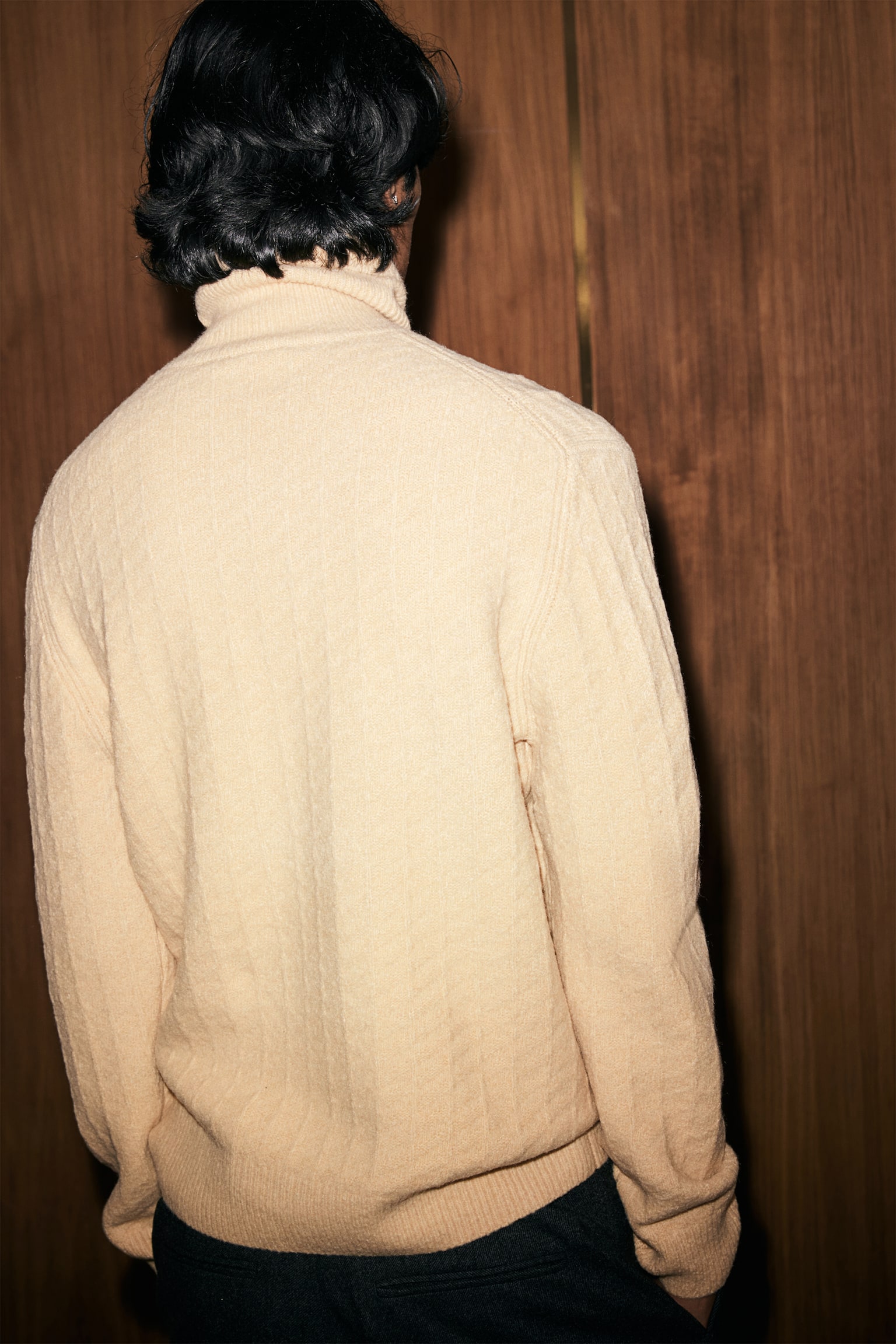 Regular Fit Polo-neck jumper - Beige/Cream - 5