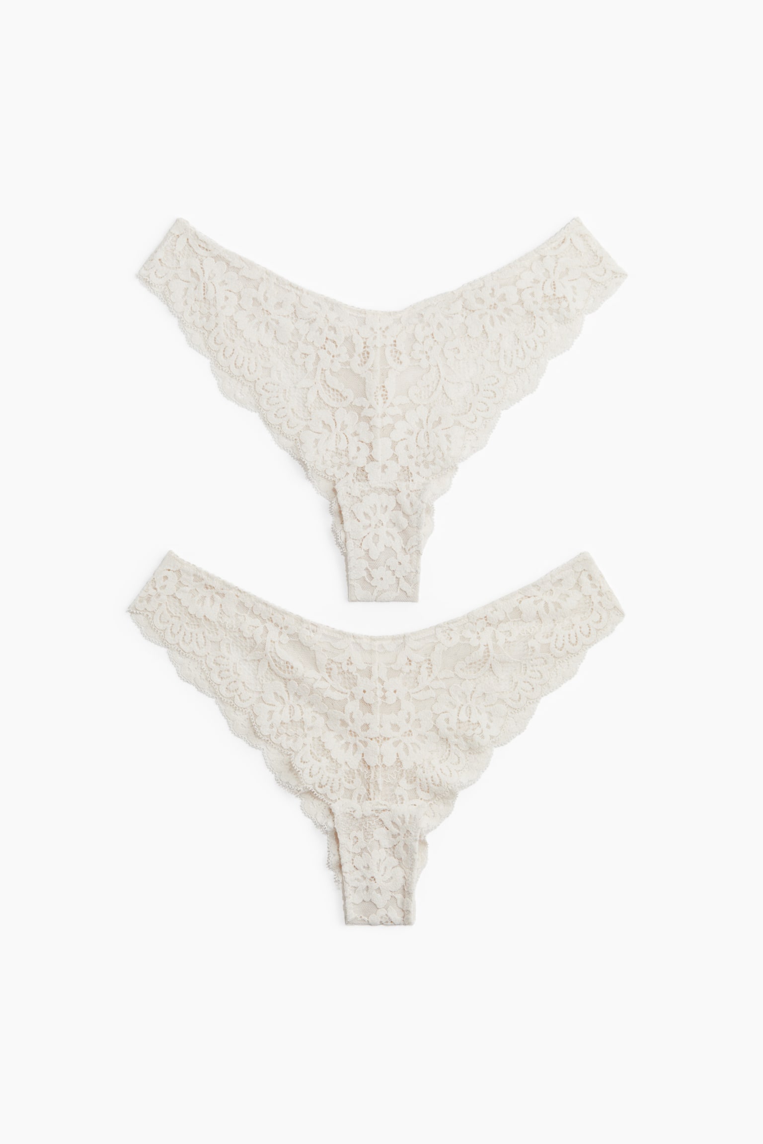 2-pack lace Brazilian briefs - Pale beige/Black - 2