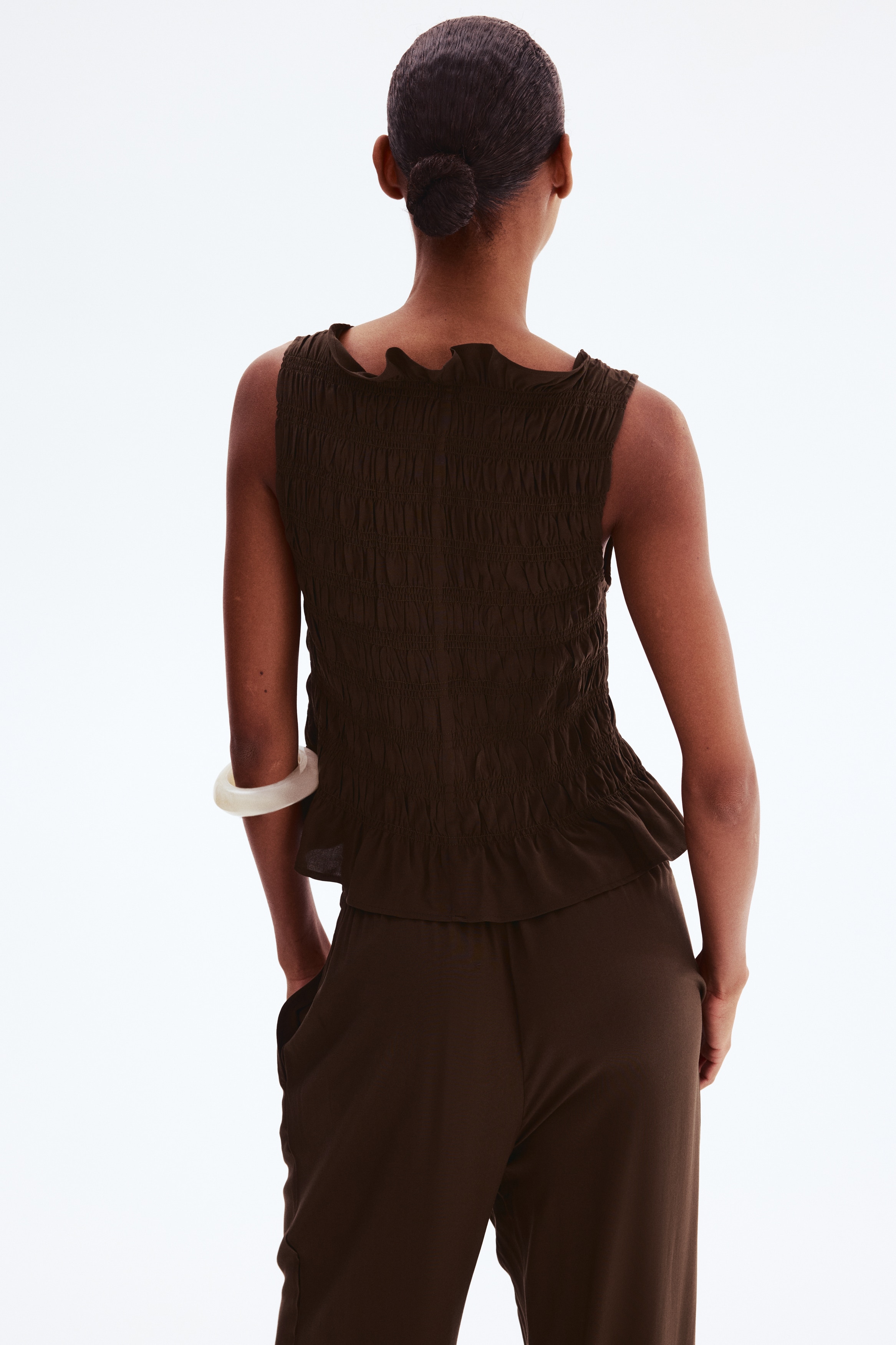 Smocked viscose top