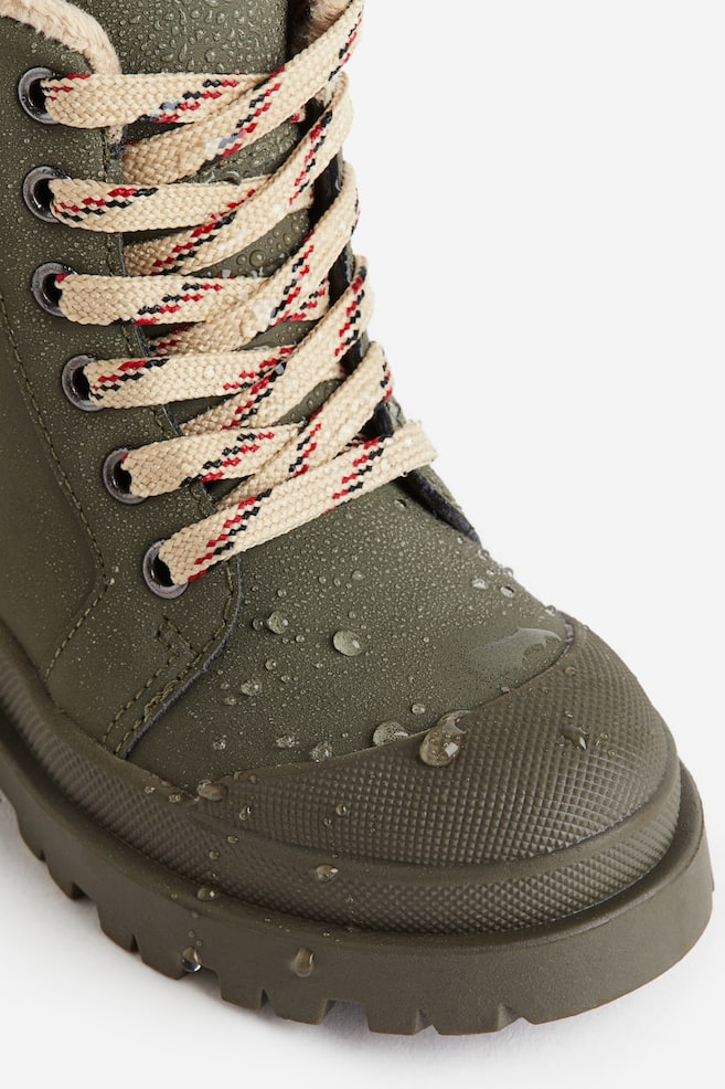 Waterproof lace-up boots - Dark khaki green/Black - 2