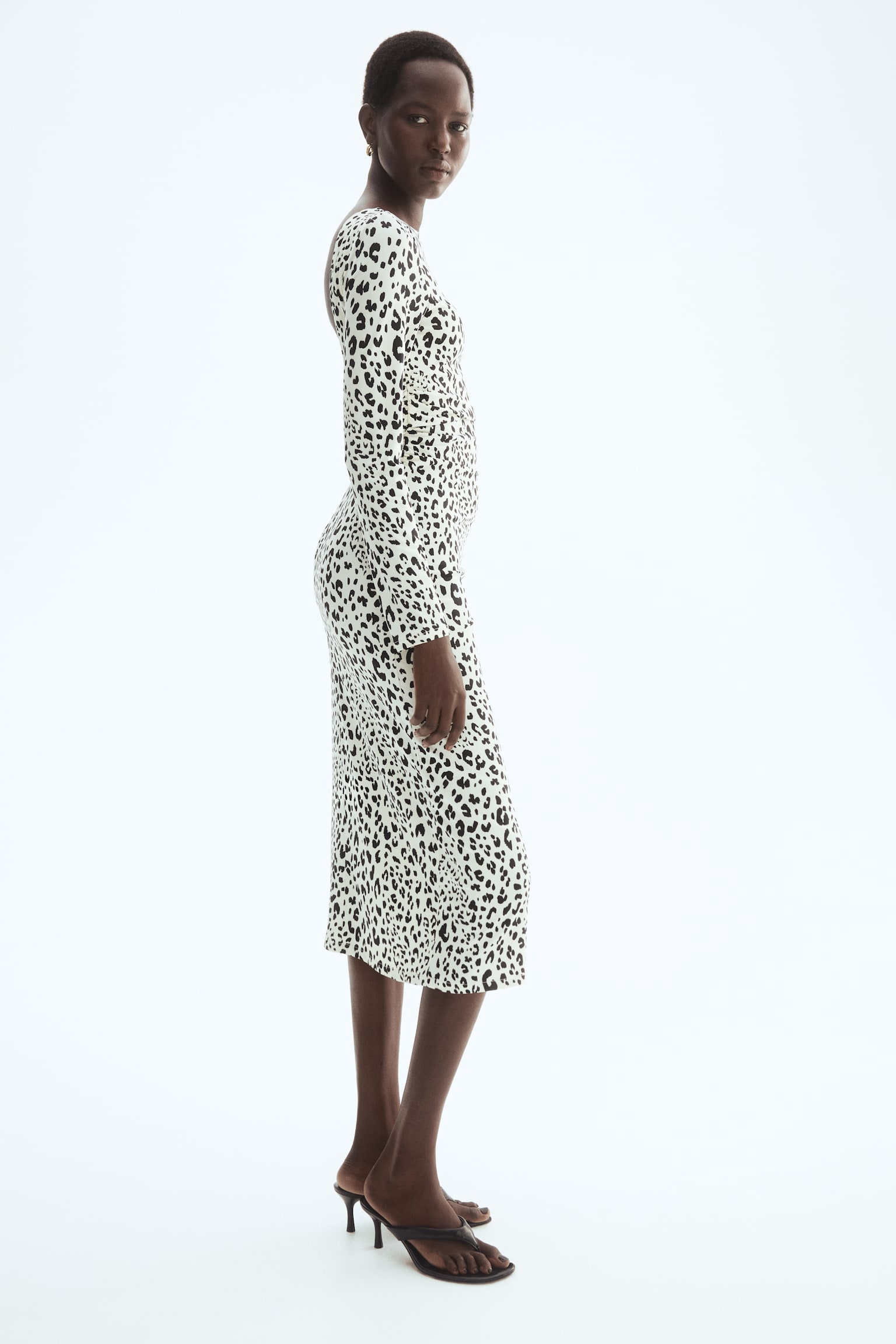 Open-back jersey dress - Cream/Leopard print - 5