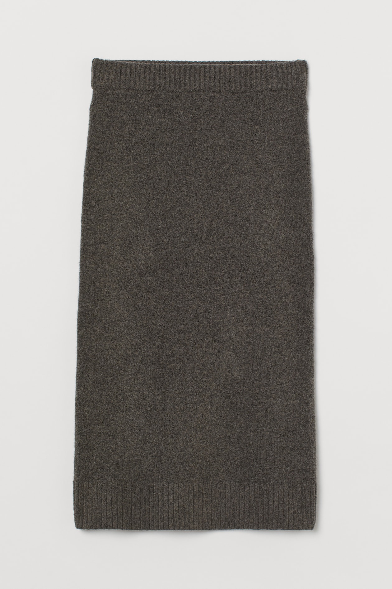 Fine-knit pencil skirt - High waist - Midi - Dark grey marl - Ladies ...