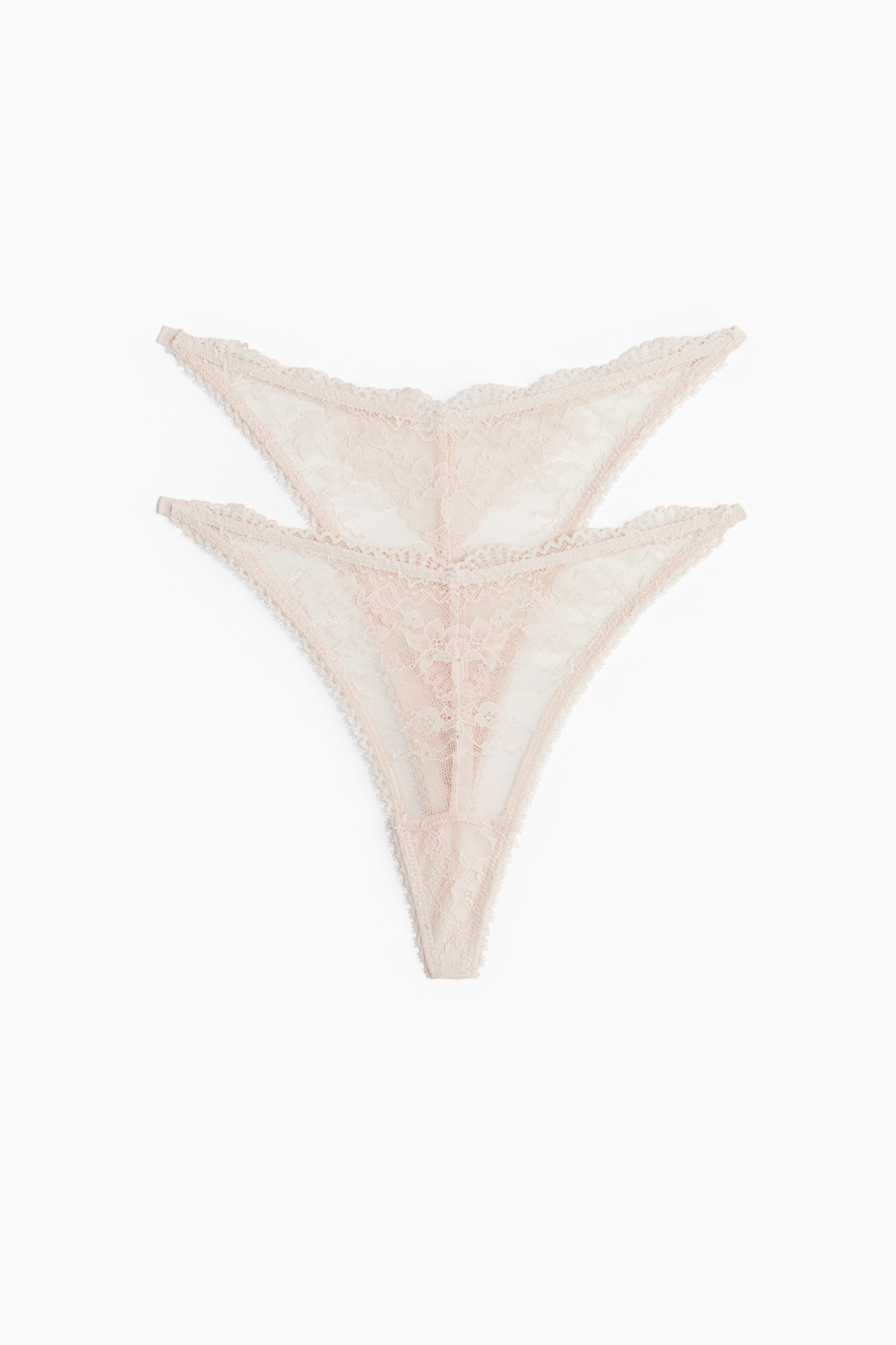 Tanga-perizoma in pizzo 2 pezzi - Rosa cipria/Bianco