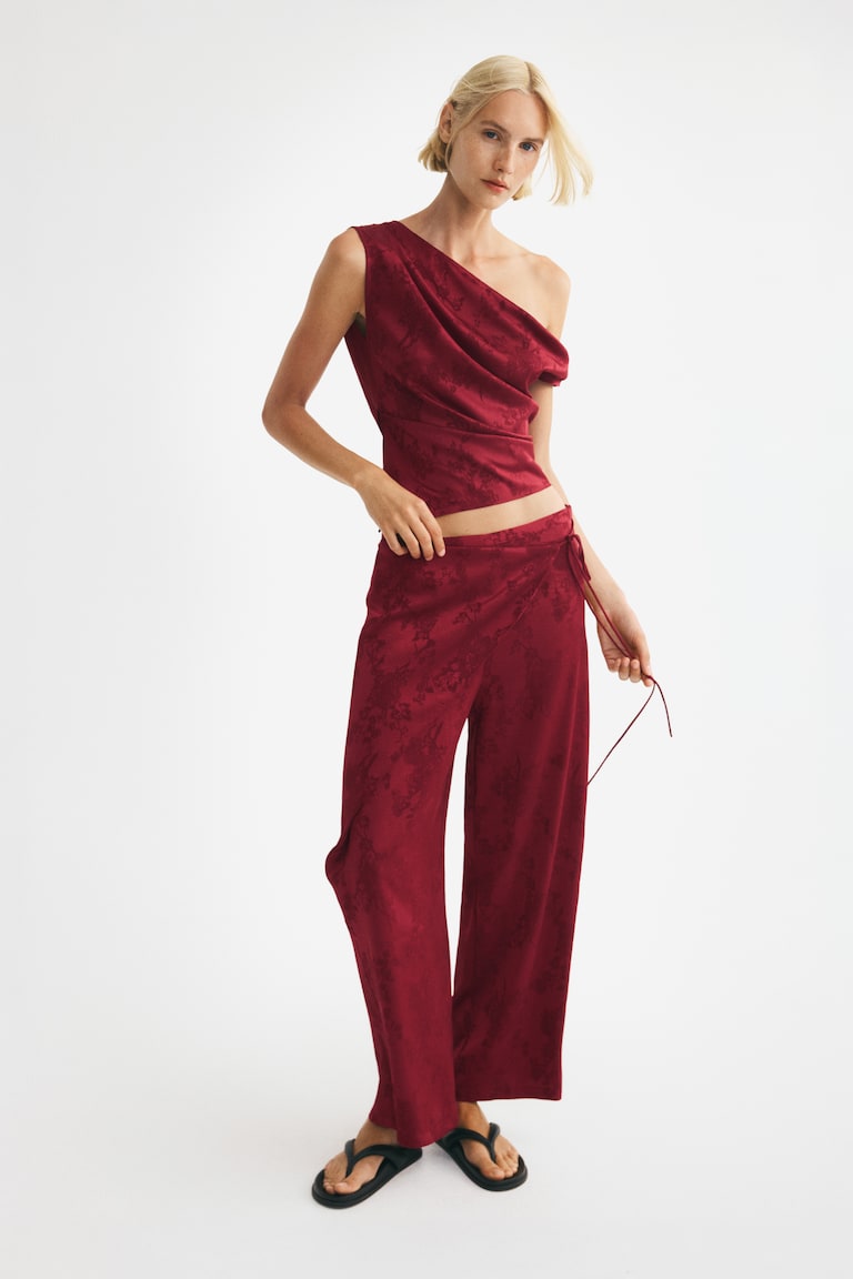 Pantalone od žakarne tkanine s preklopom