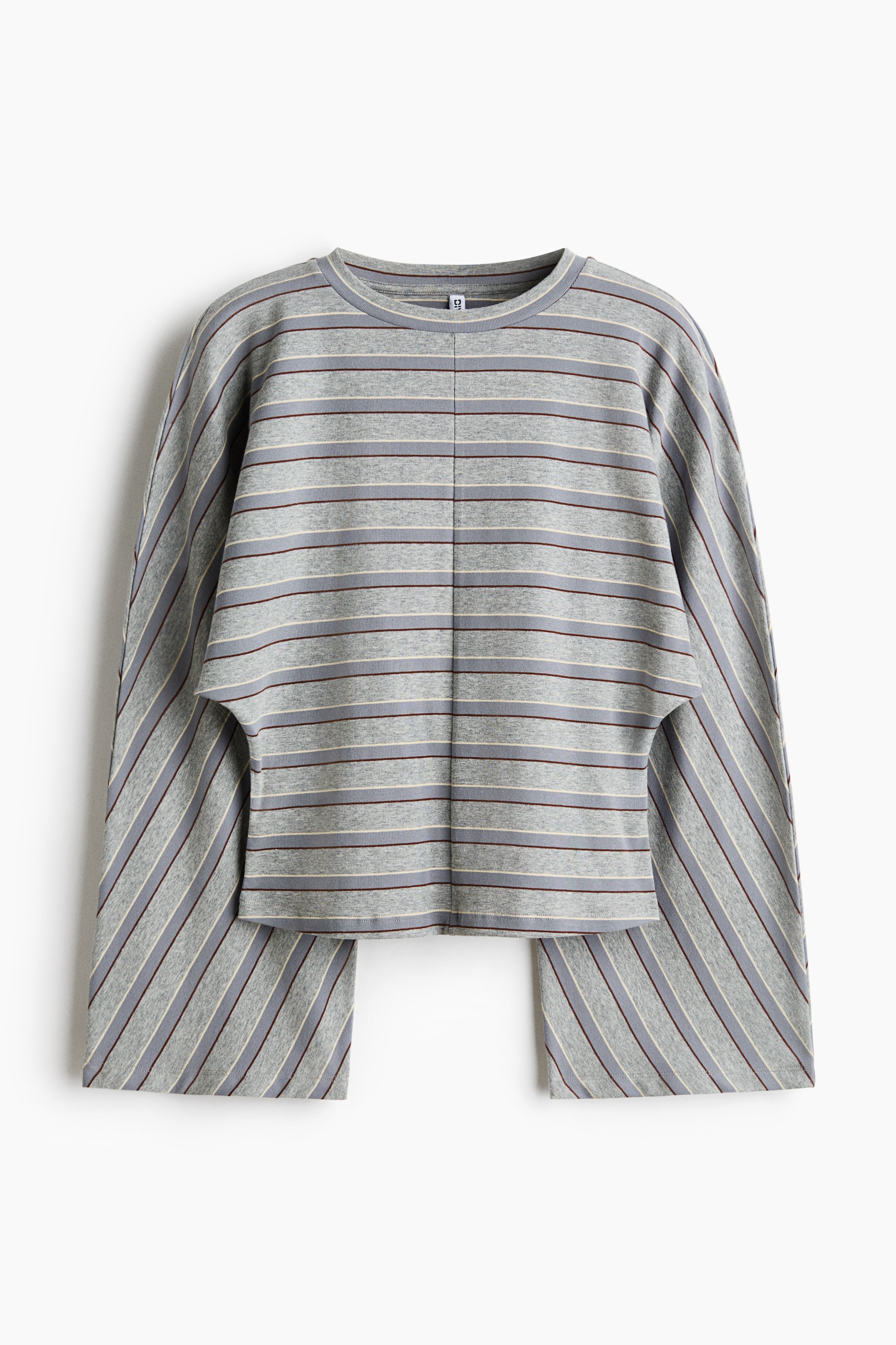 View larger image: Batwing-sleeved jersey top - Light grey marl/Striped - Ladies | H&M 1