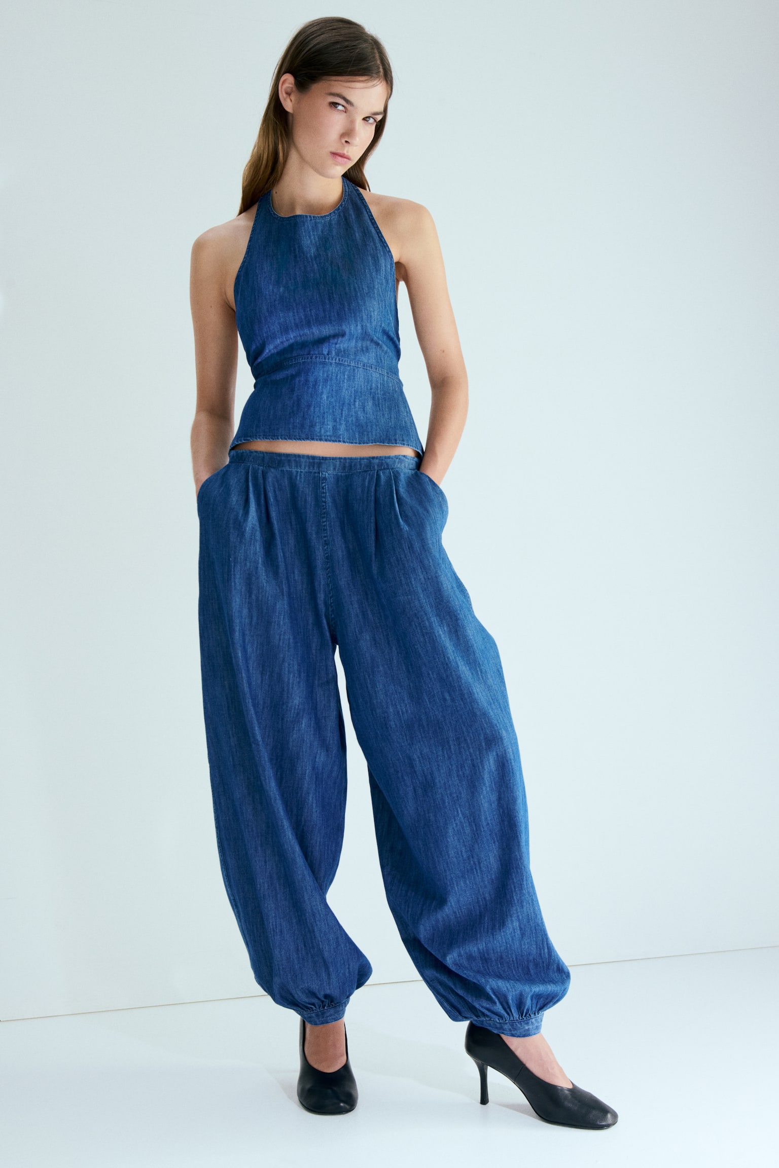 Pantalón de denim con piernas globo - Azul denim - 3