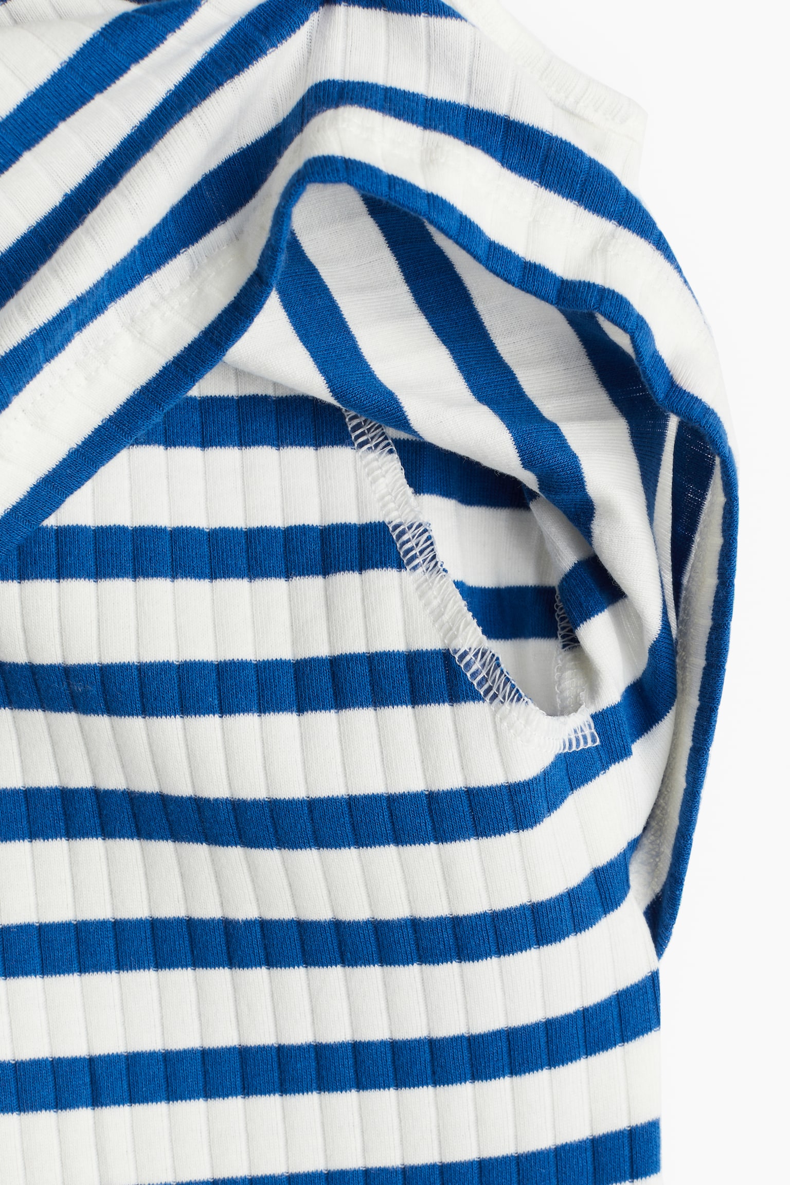 MAMA Rib Nursing Dress - White/Blue stripe/Dark beige - 4