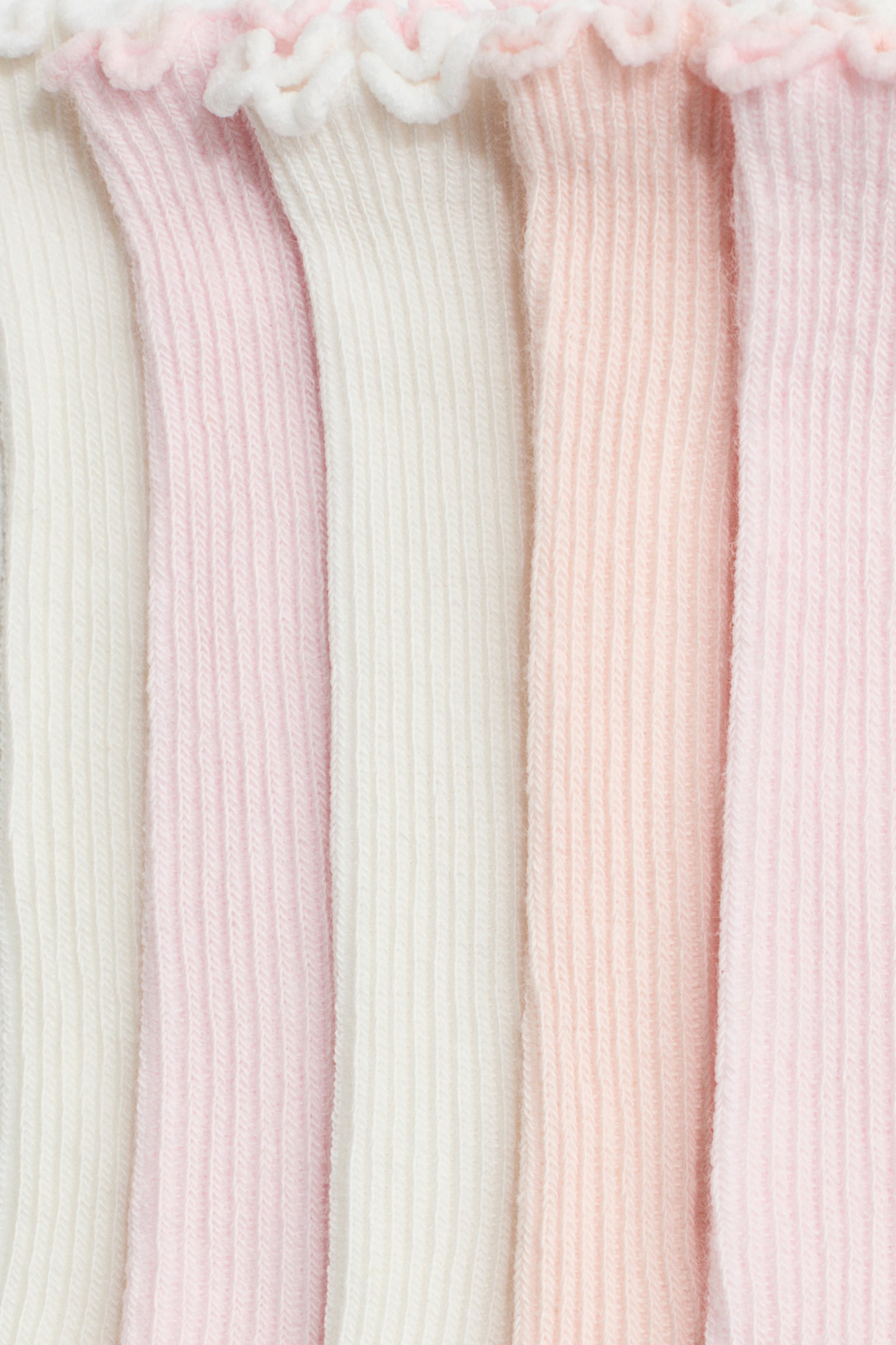 5-pack rib-knit socks - Light pink/Powder pink/White/White - 3