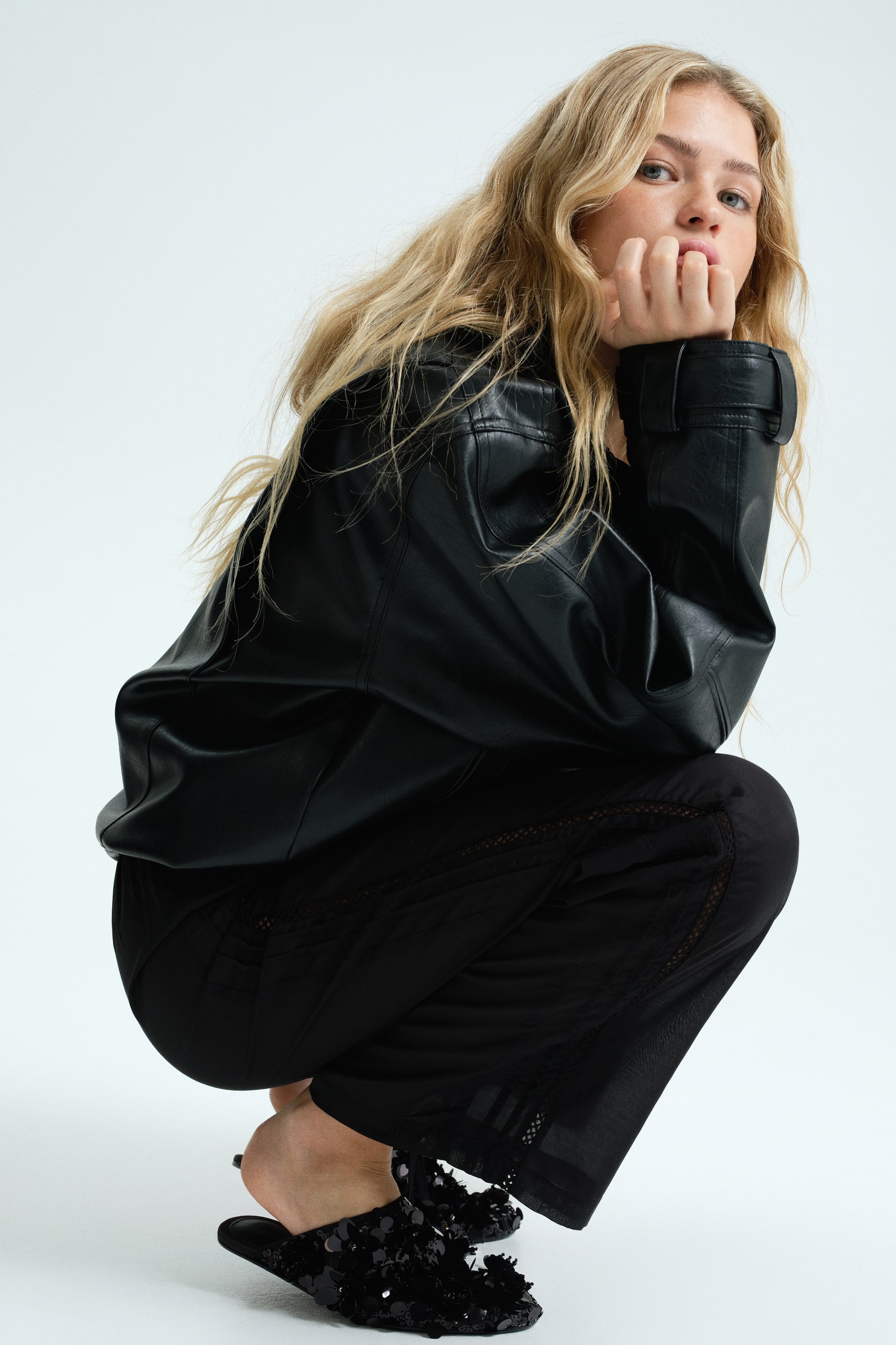 Ingrandisci l'immagine: Pantaloni da pigiama con pizzo - Nero - DONNA | H&M CH 1