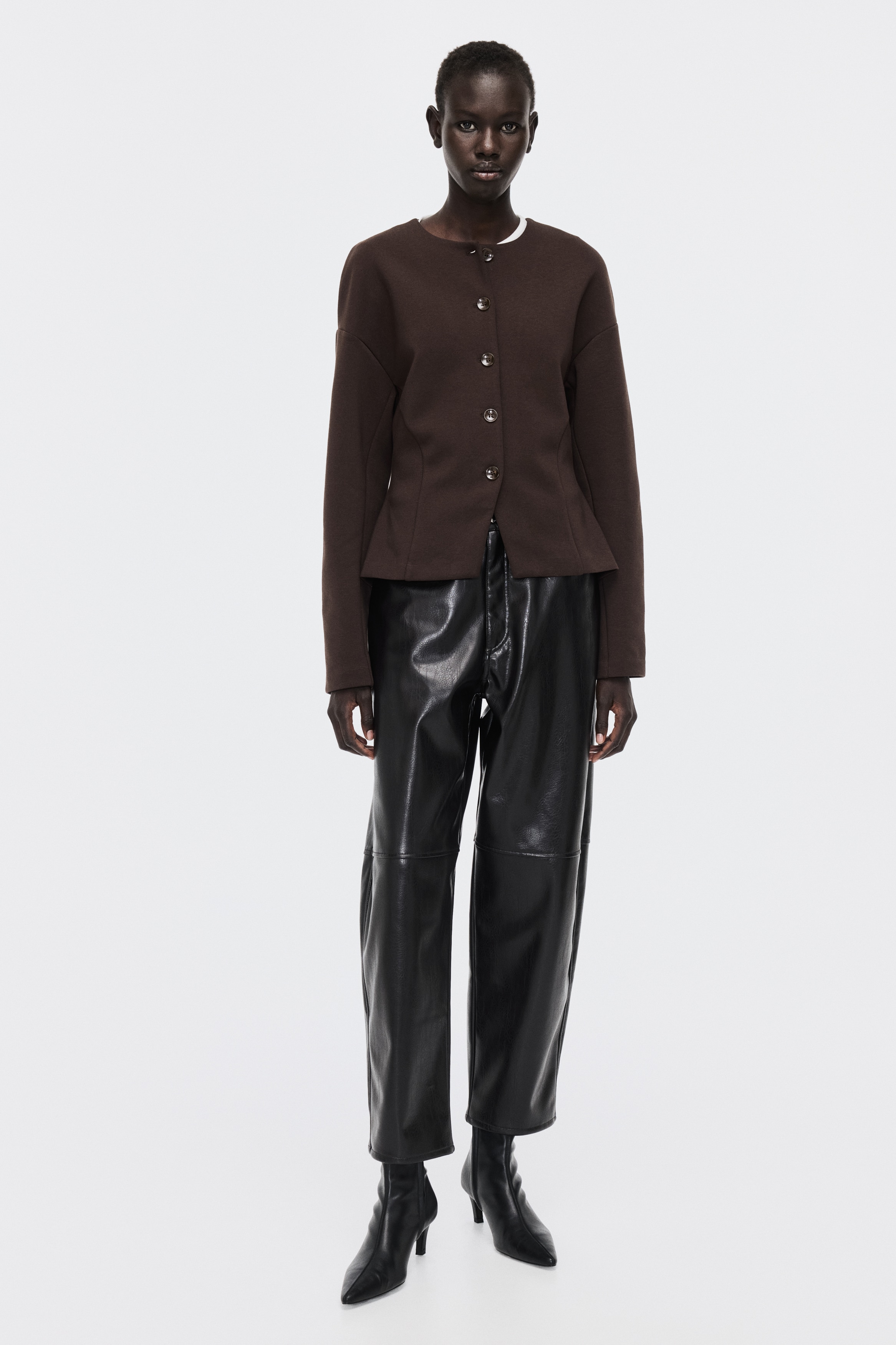 ノーカラー スキューバブレザー - ダークブラウン - レディース | H&M JP