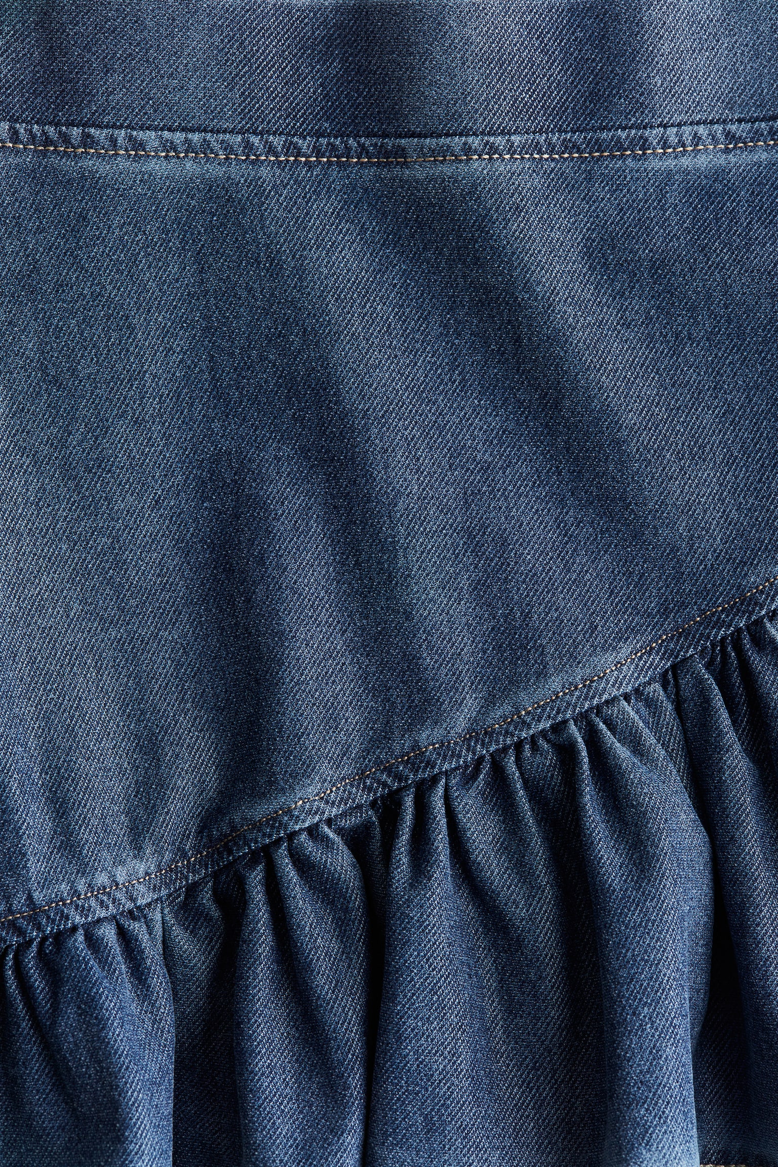 Flounced denim-look skirt - Dark denim blue/Denim grey/Light pink/Denim blue - 2