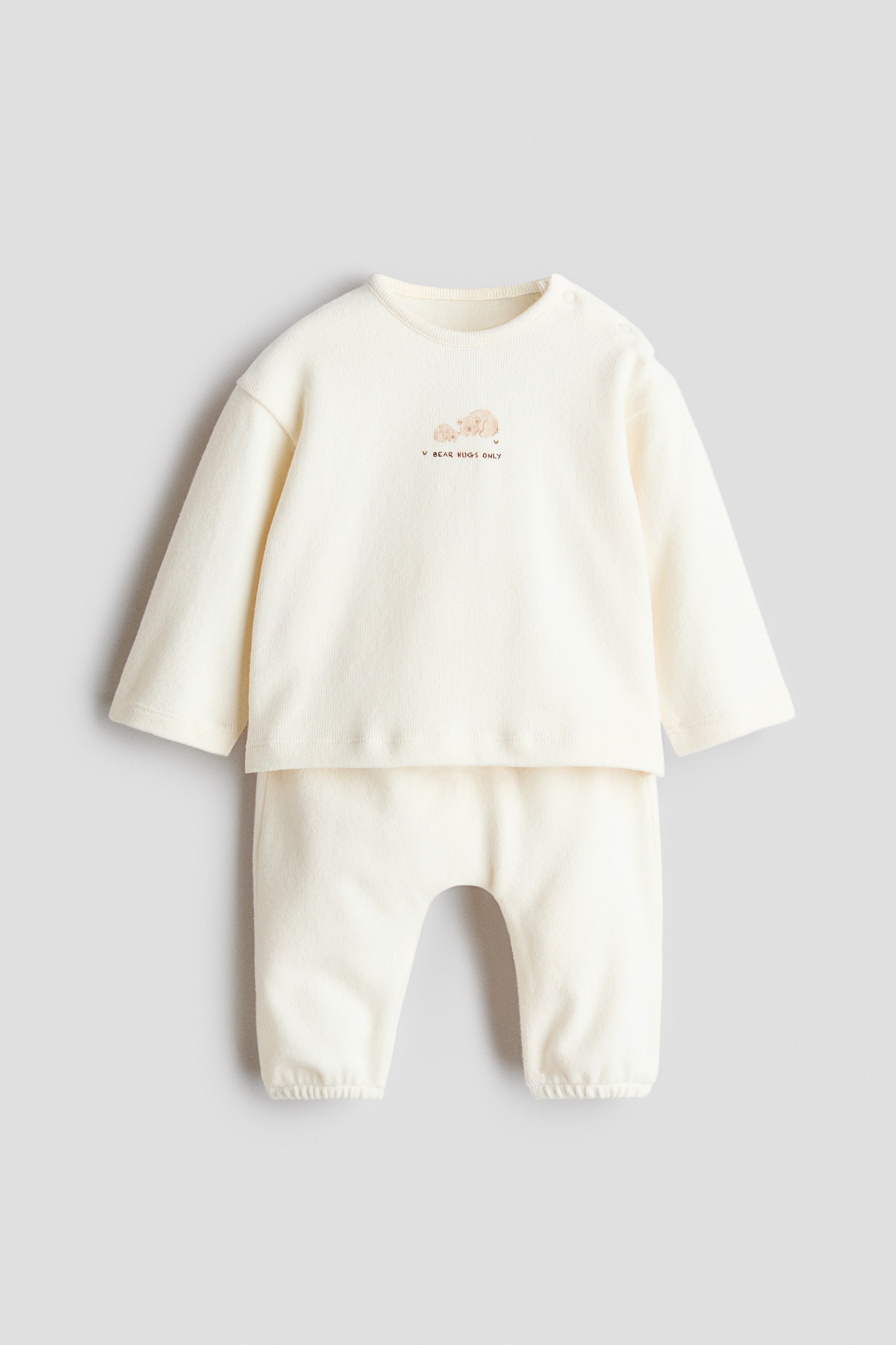 Zobrazit větší obrázek: 2-piece jersey set - Cream/Bear Hugs Only - DĚTI | H&M CZ 1