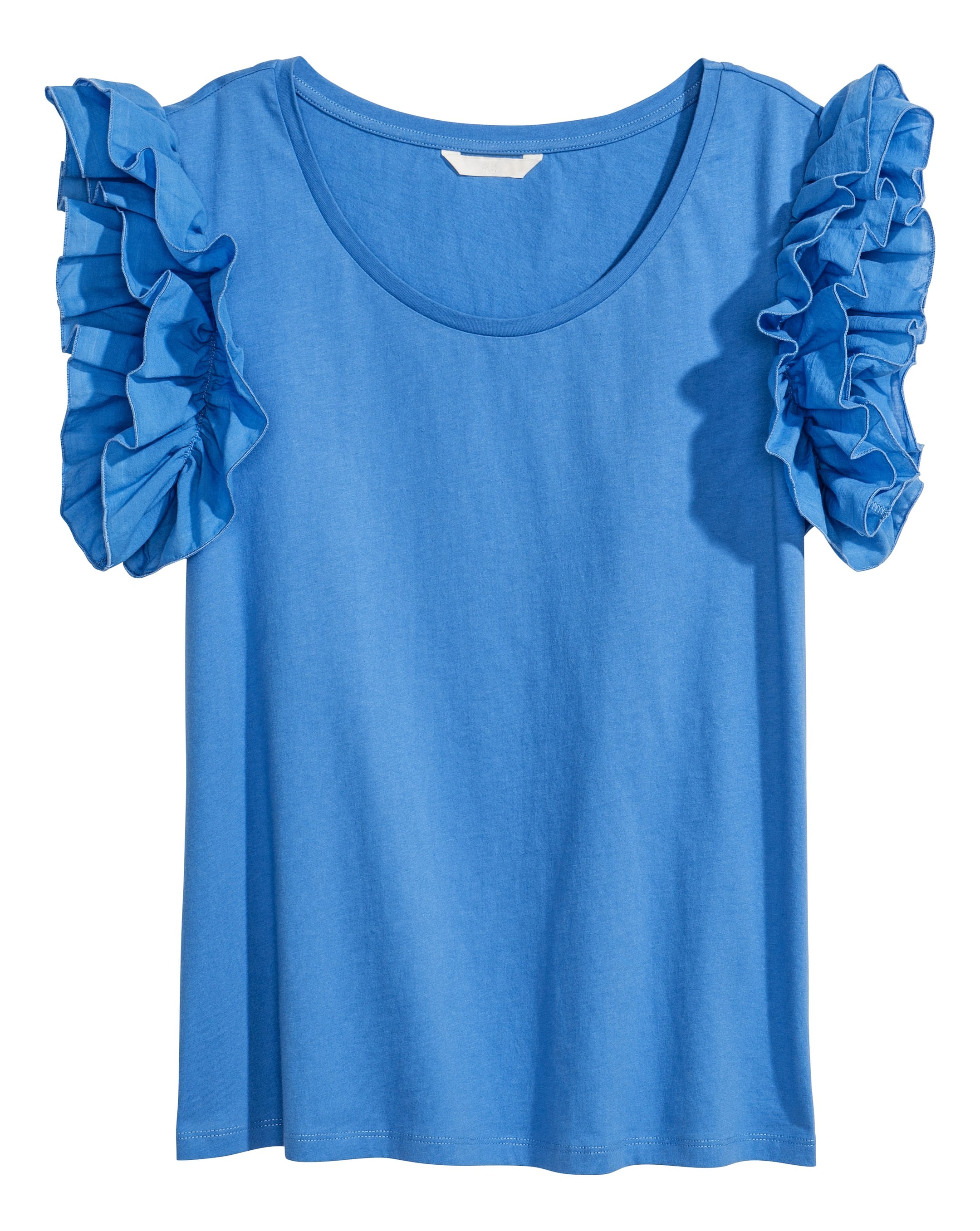 View larger image: Top with flounced sleeves - Blue - Ladies | H&M GB 1