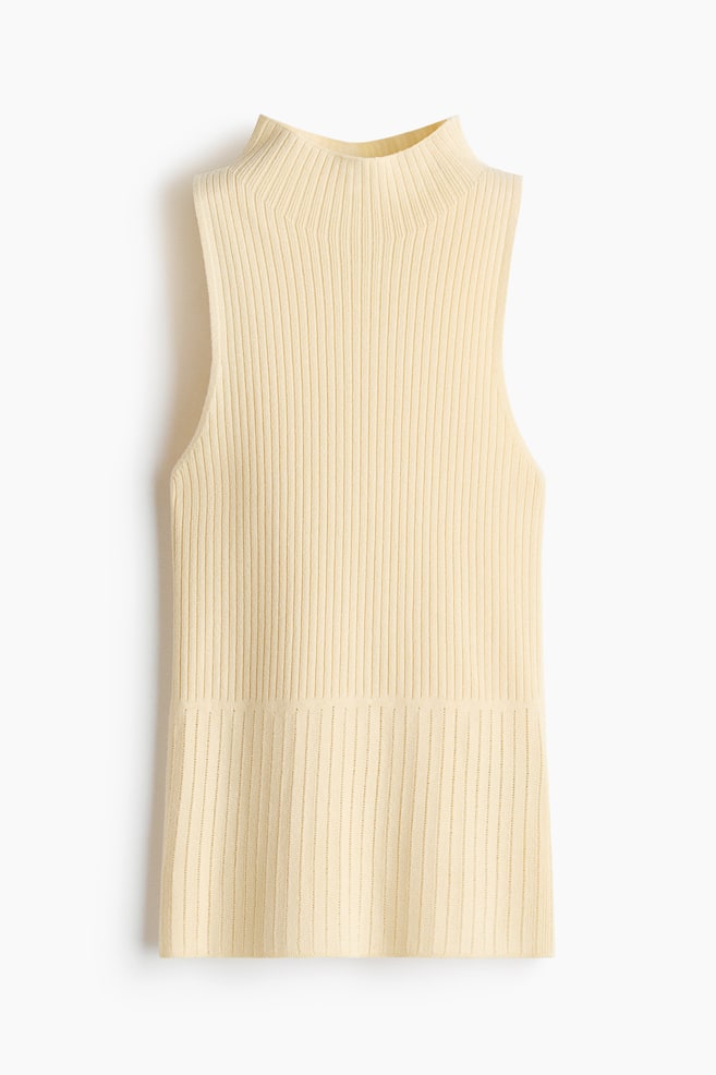 Geripptes Top mit Turtleneck - Blassgelb/Marineblau/Blassrosa - 1