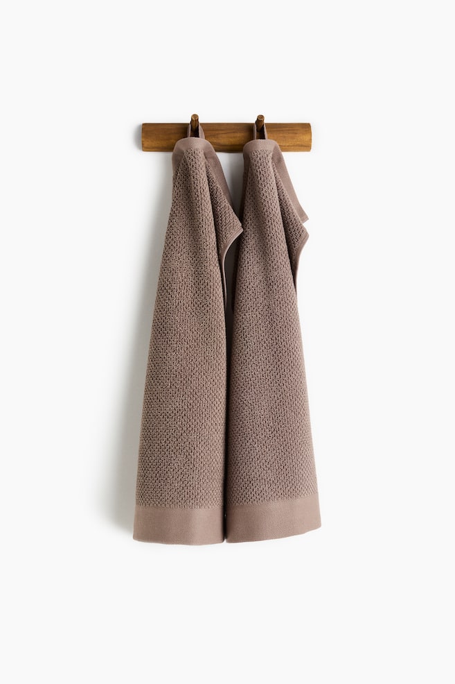 2-pack cotton terry guest towels - Mole/Black/Light beige/Dark green/Sage green/Dusty blue/Dark brown/Orange/White/Light beige/Sage green/White - 1