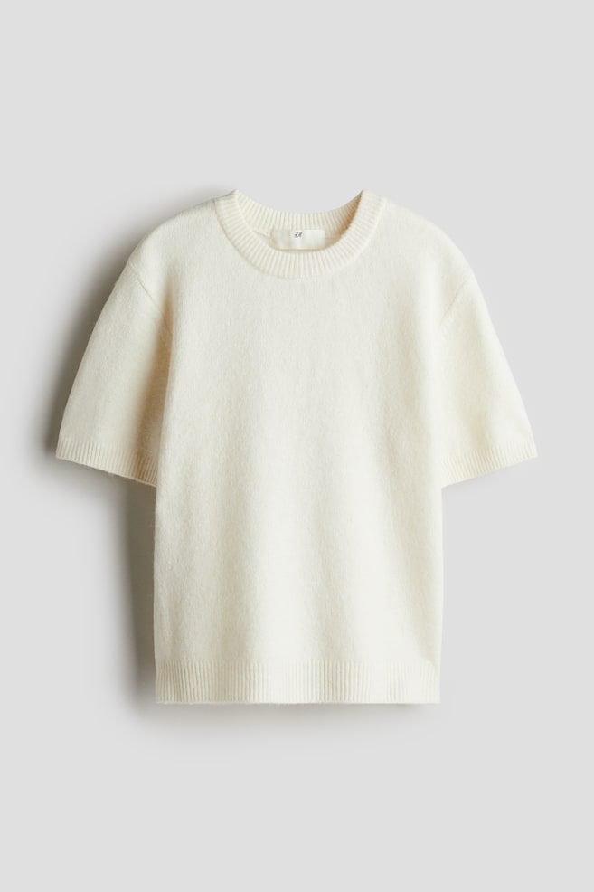 Brushed Fine-Knit Top - White - 1