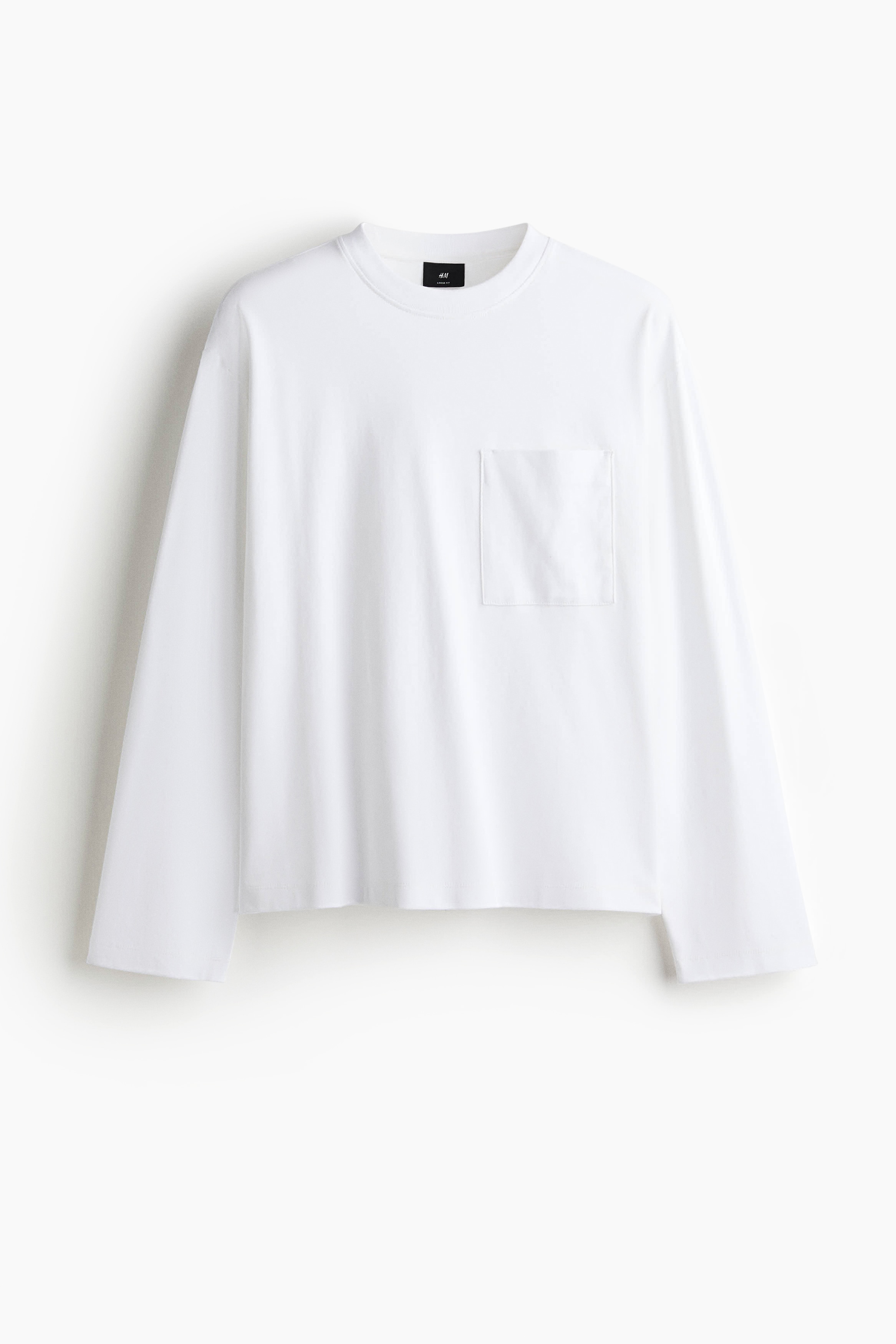 Loose-Fit Long-Sleeved Jersey Shirt - White/Black