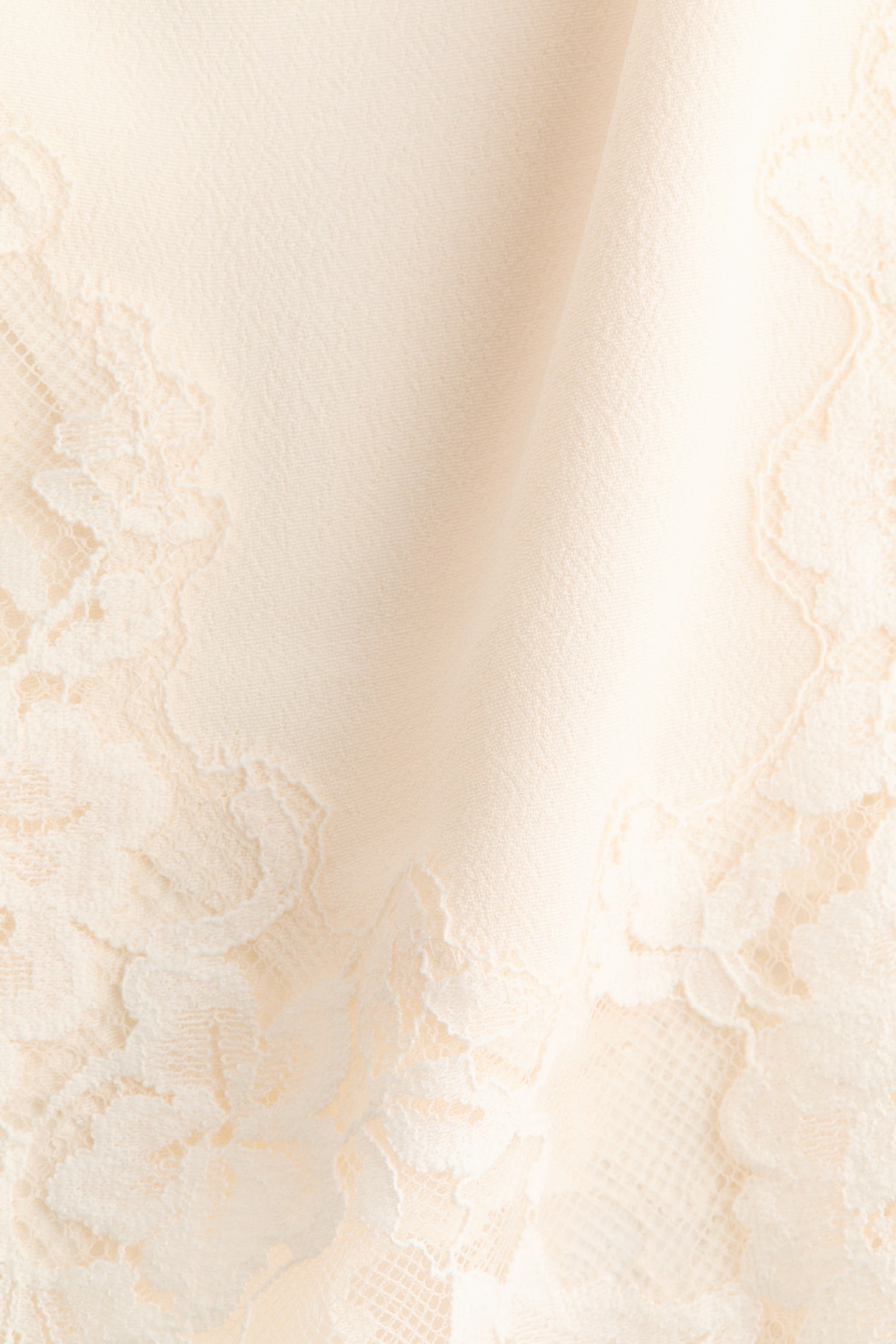 Lace-trimmed viscose skirt - Cream/Black - 6