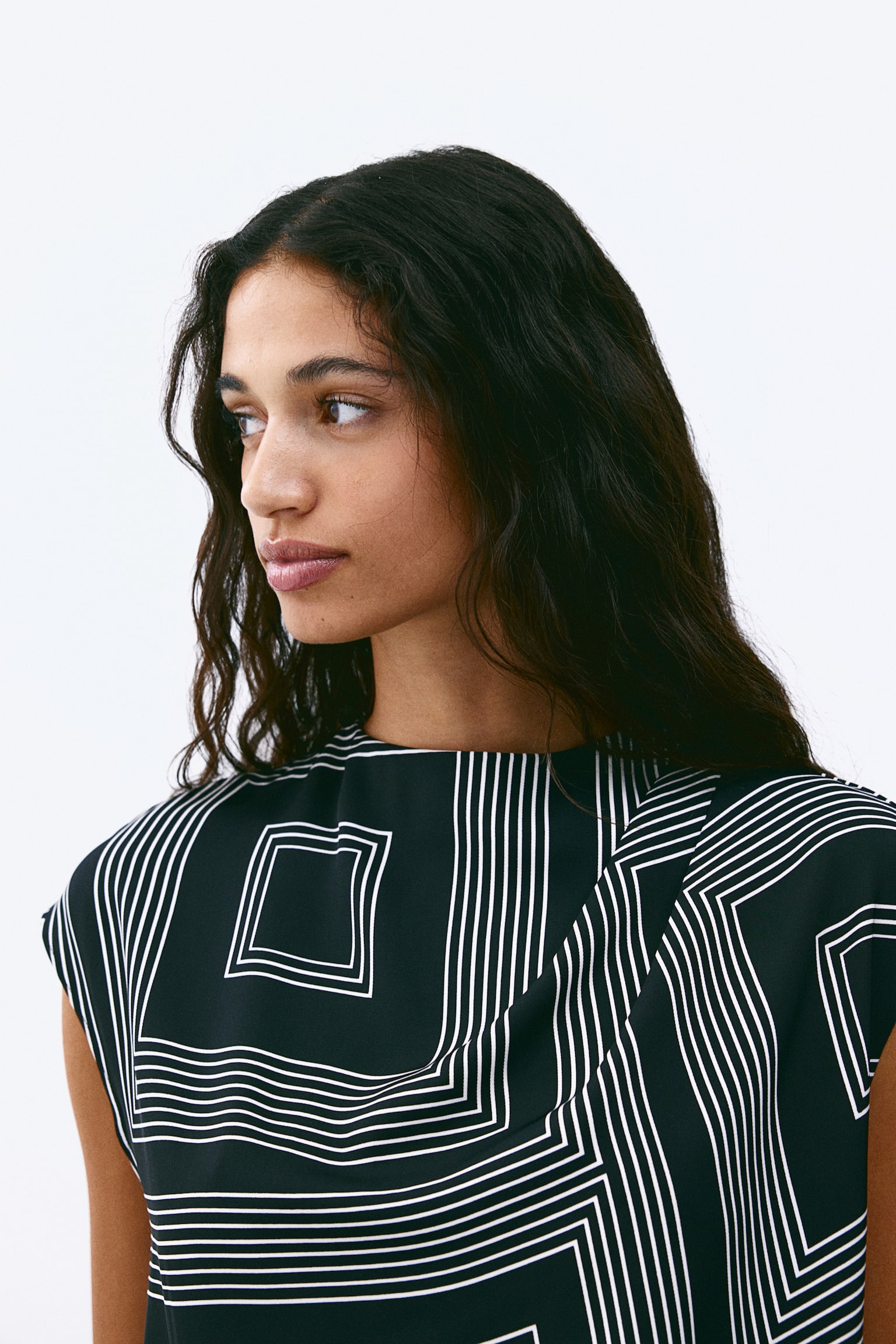 Draped Blouse - Black/patterned - Ladies | H&M US