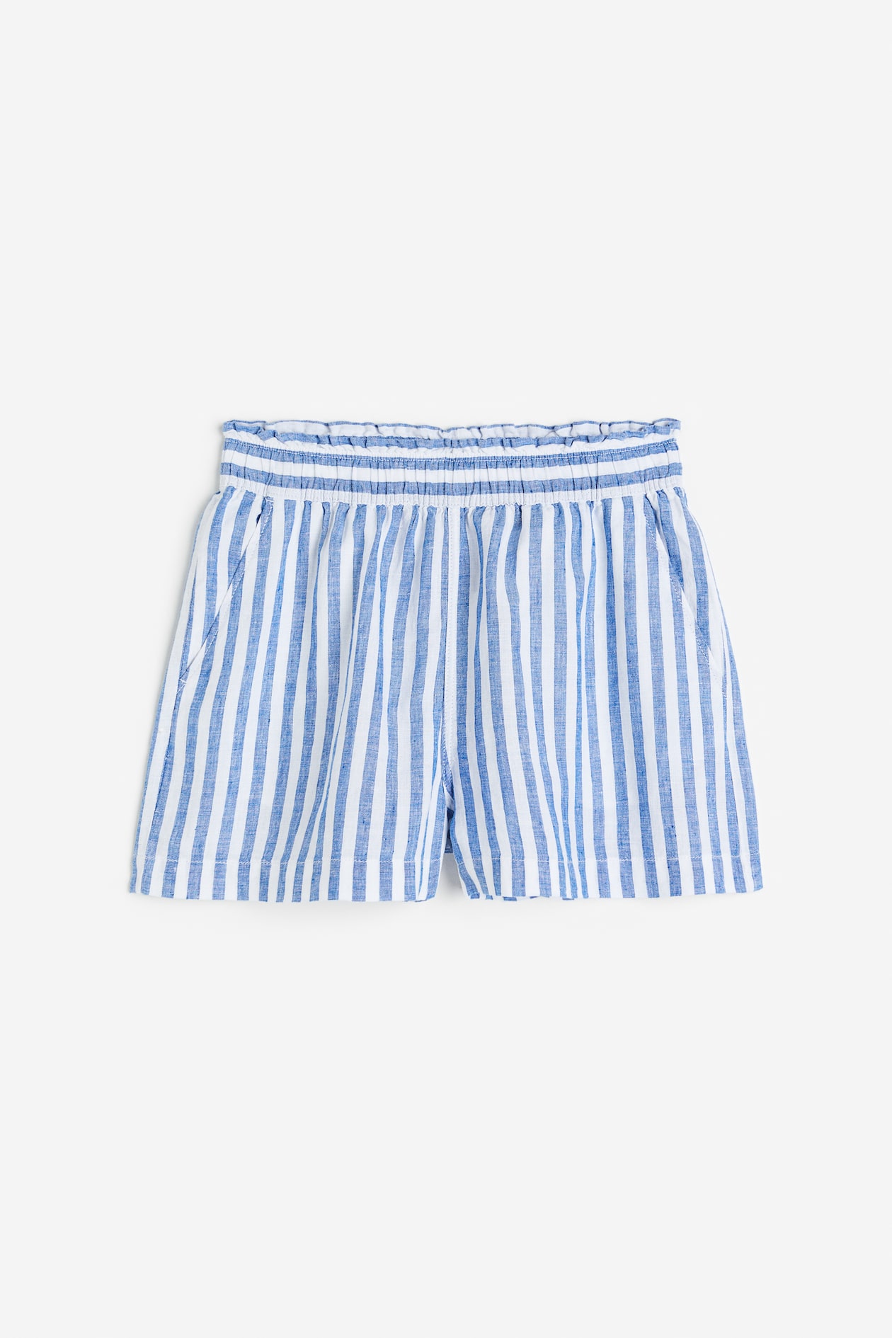 Linen shorts - High waist - Short - Blue/Striped - Ladies | H&M GB