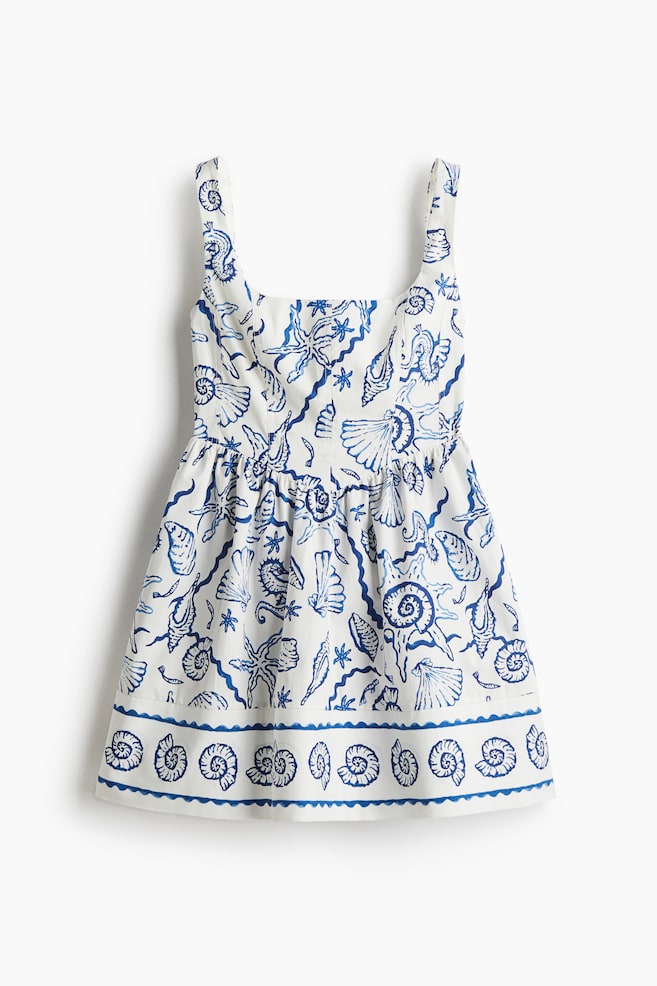 Flared-skirt dress - White/Seashells/Black/Black/Floral - 1