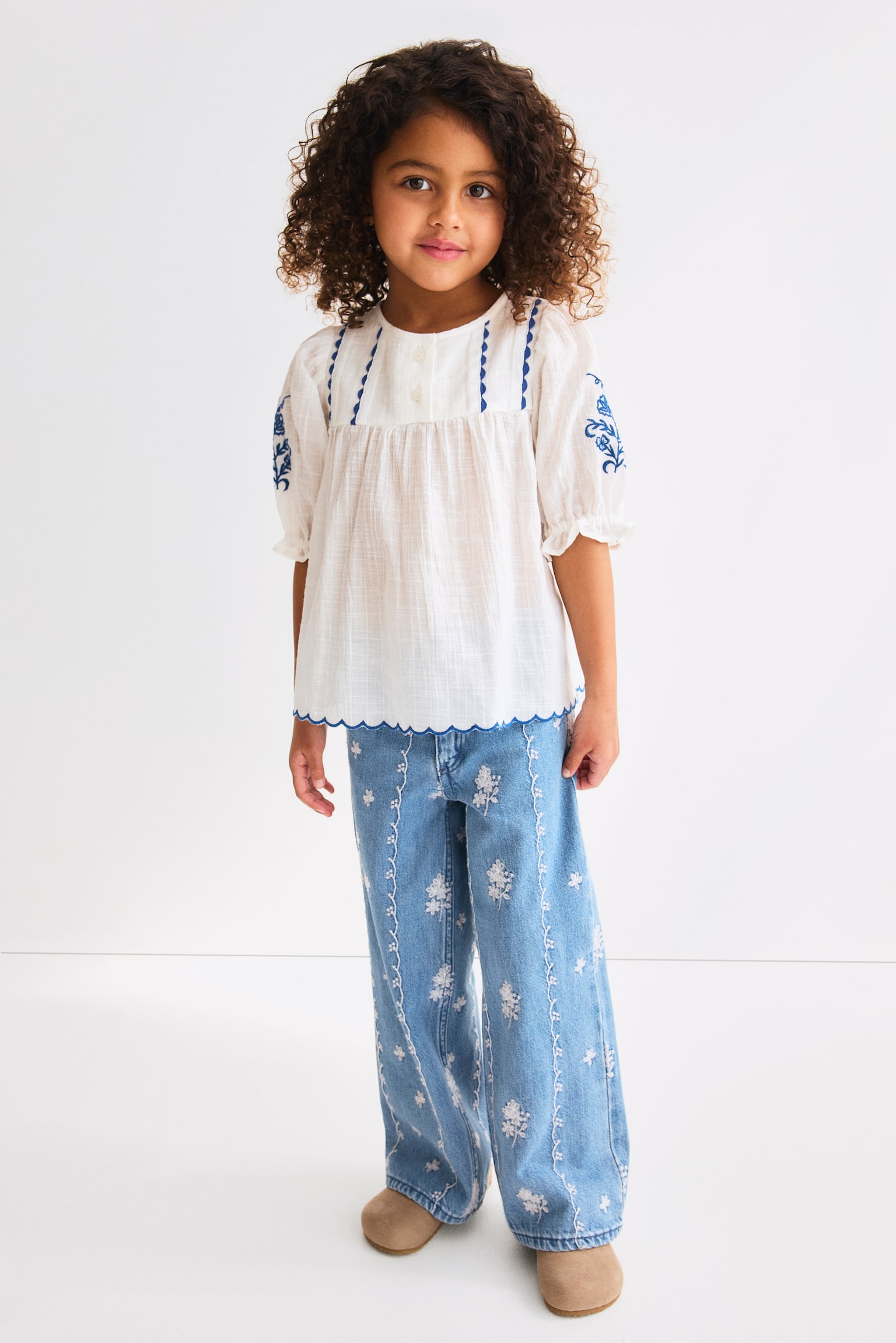 Embroidered cotton blouse - White - 3