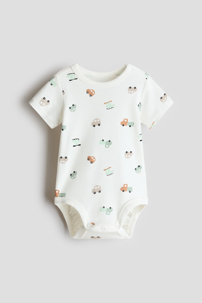 Printed bodysuit - White/Vehicles/Light beige/Dinosaurs/Light khaki green/Vehicles/Cream/Seashells/Light pink/Floral/Light dusty blue/Cars/Light pink/Strawberries - 1