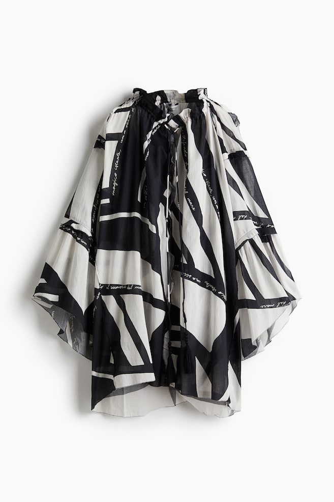 Abito in cotone Loose Fit - Bianco/nero fantasia - 1