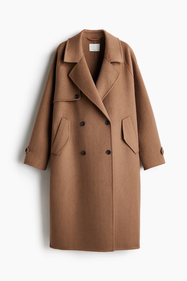 Manteau fait main en laine mélangée - Beige foncé - 1