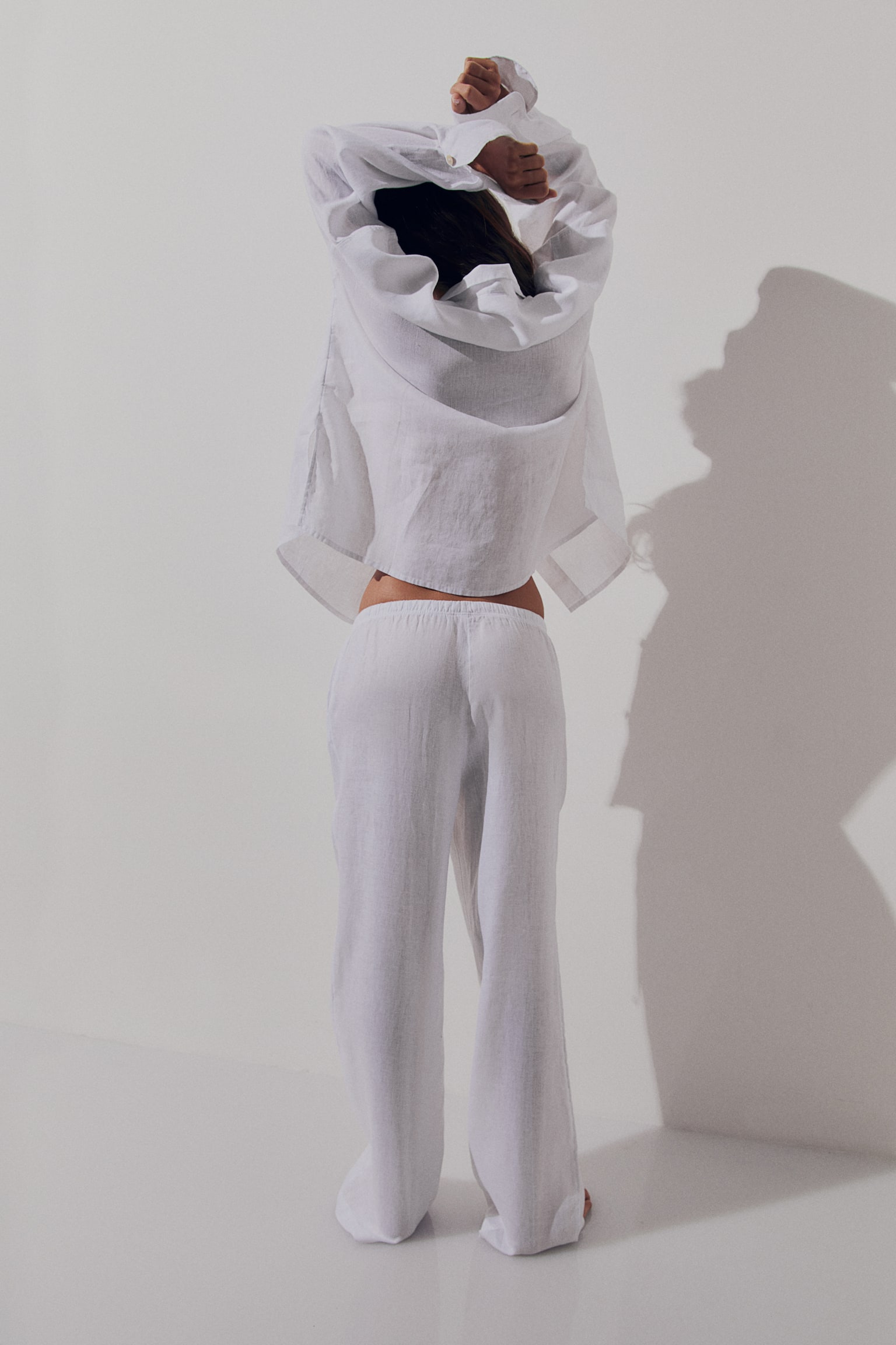 Linen Pants - White/Black/Light beige - 6