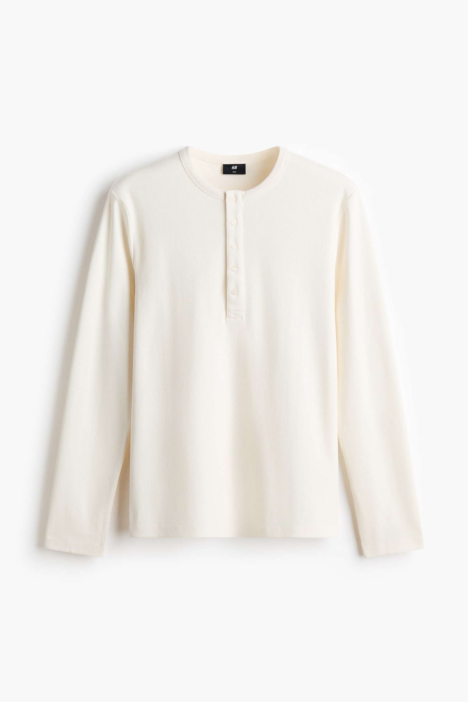 Top henley w prążki Slim Fit - Kremowy/Ciemna zieleń khaki/Czarny - 1