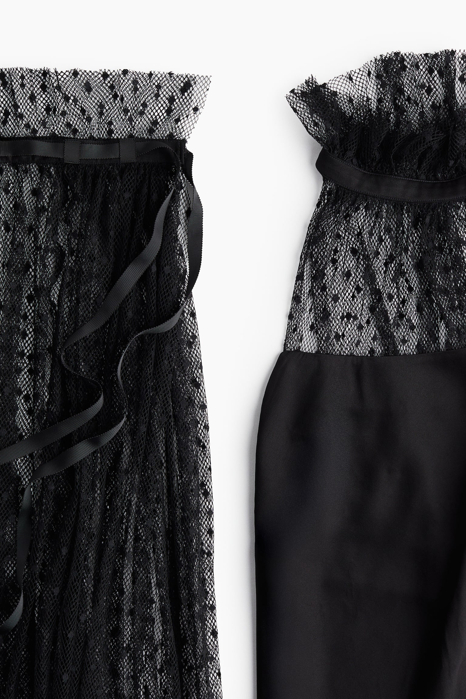 Mesh-cape dress - Black - 7