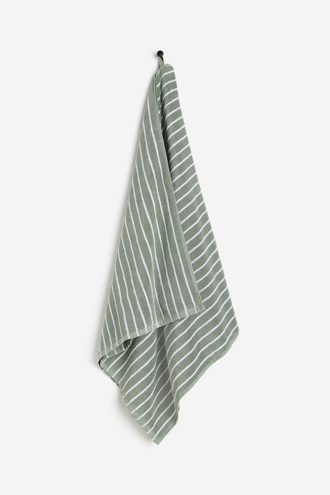 Striped bath towel  - Sage green/Striped/White/Black striped - 1