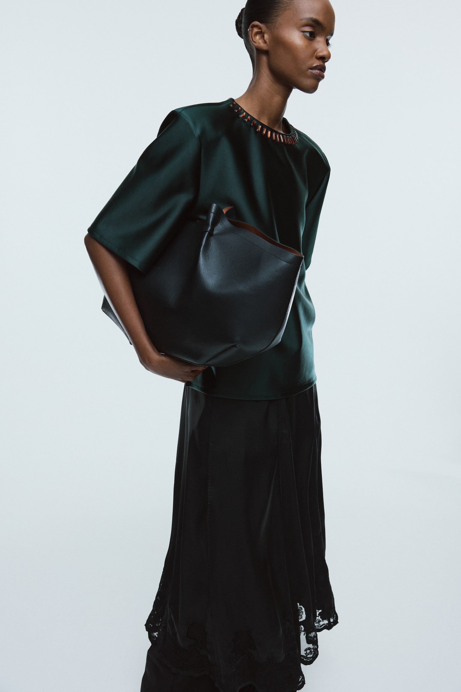 Shoulder-pad top - Dark green - 4