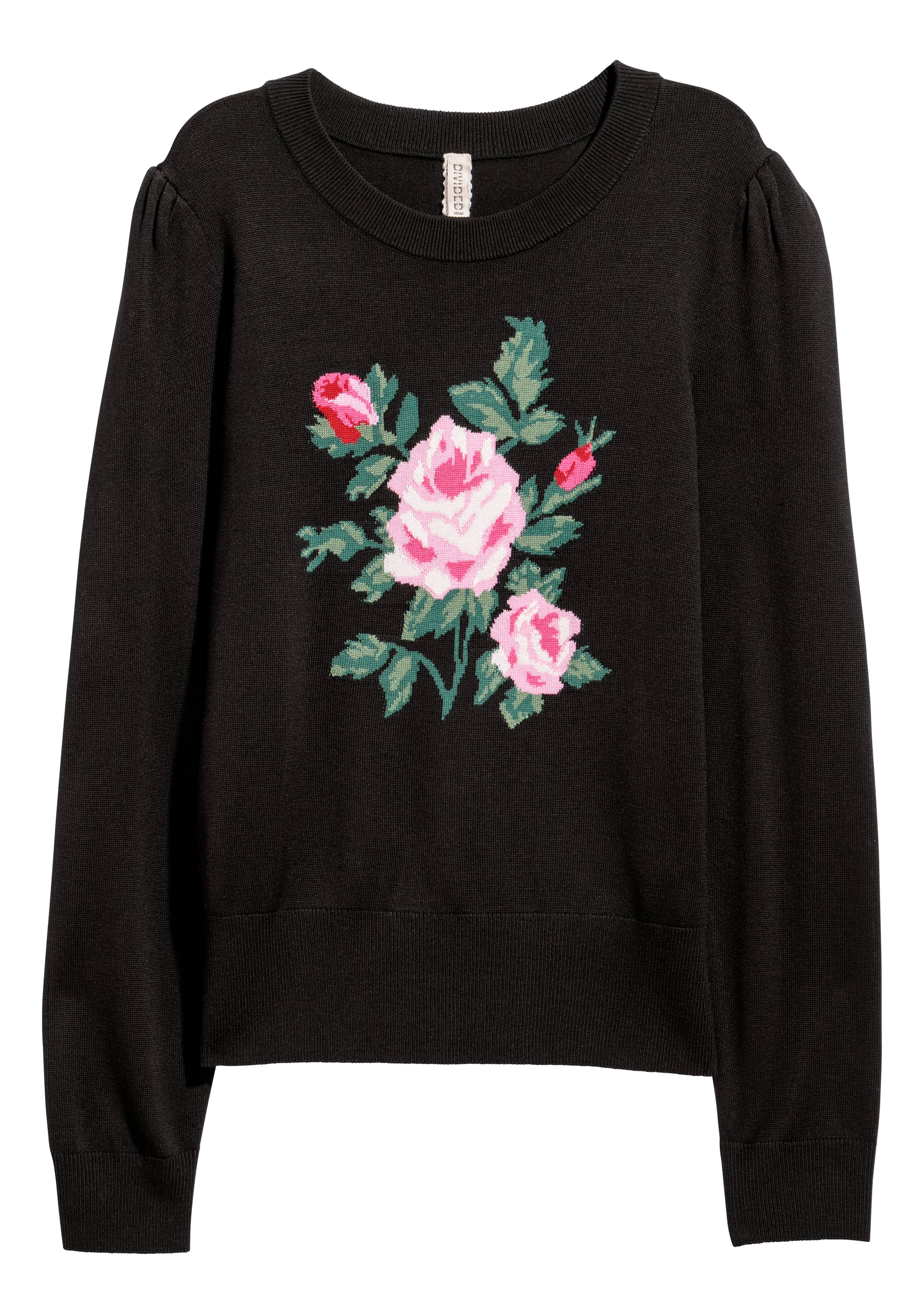 Pull fashion noir et rose