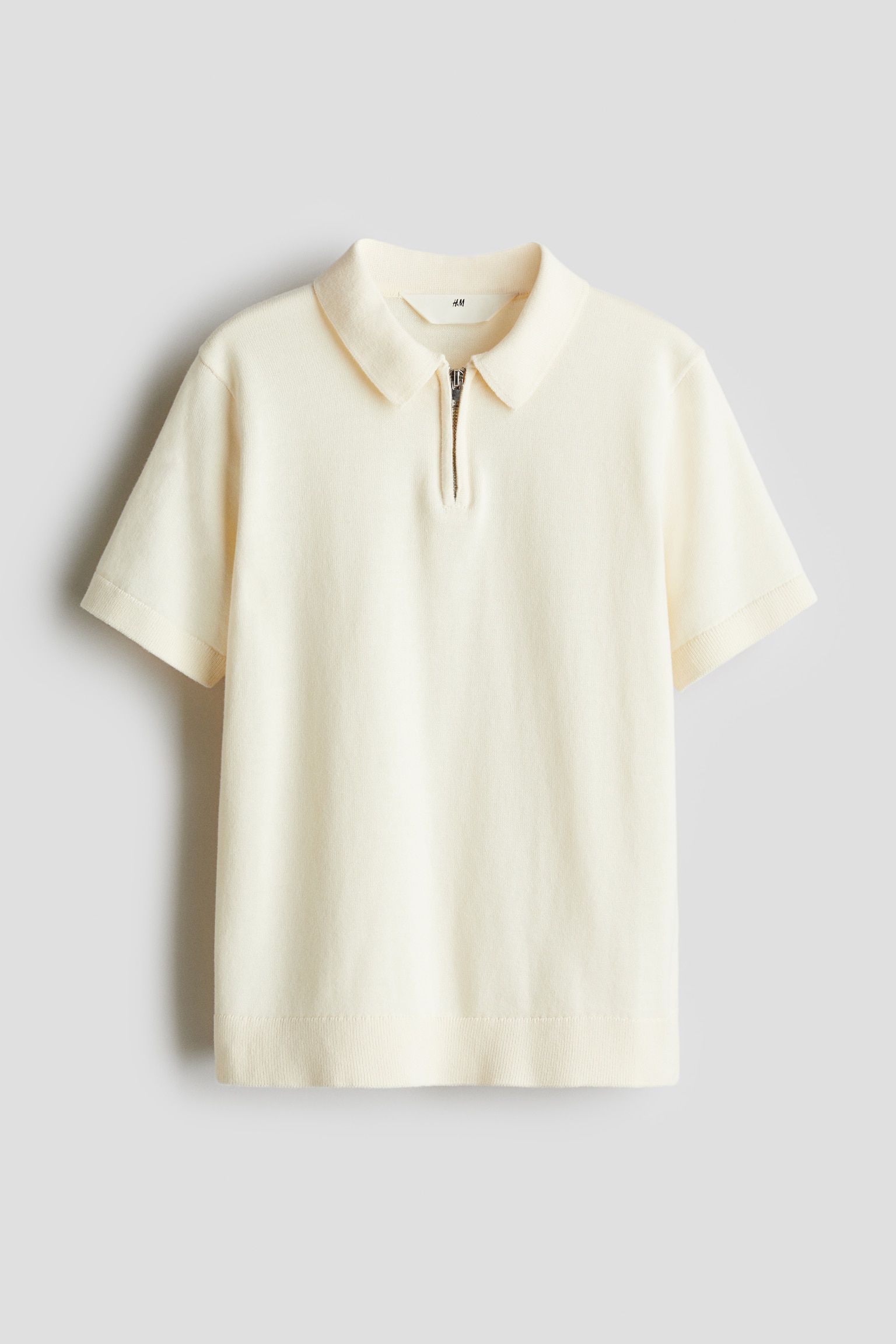 Zip-top polo shirt - Cream/Navy blue - 1