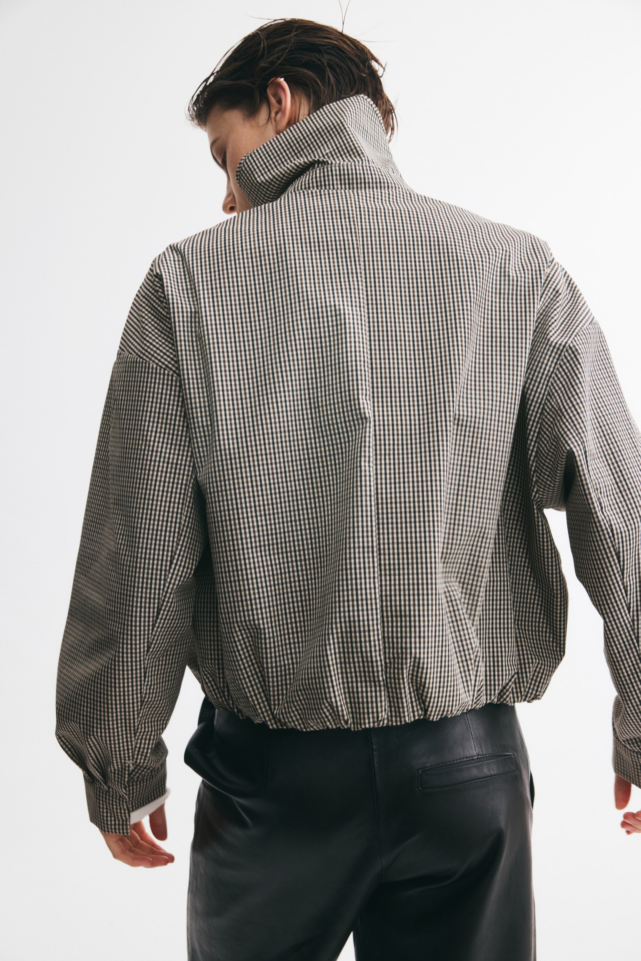 Scarf-Collar Bubble-Hem Jacket