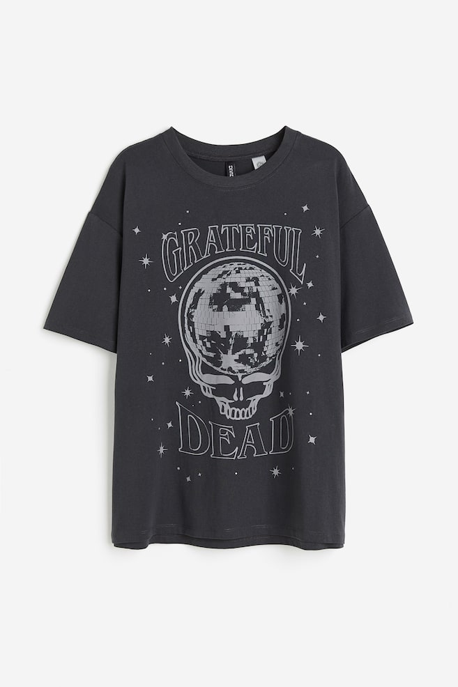 Oversized T-shirt med tryck - Mörkgrå/Grateful Dead/Beige/Red Hot Chili Peppers/Ljus khakigrön/Nirvana/Svart/Kurt Cobain/dc/dc/dc/dc/dc/dc - 1