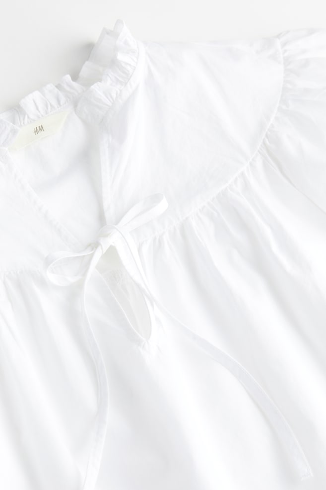 Flutter-sleeved poplin blouse - White/Red - 5