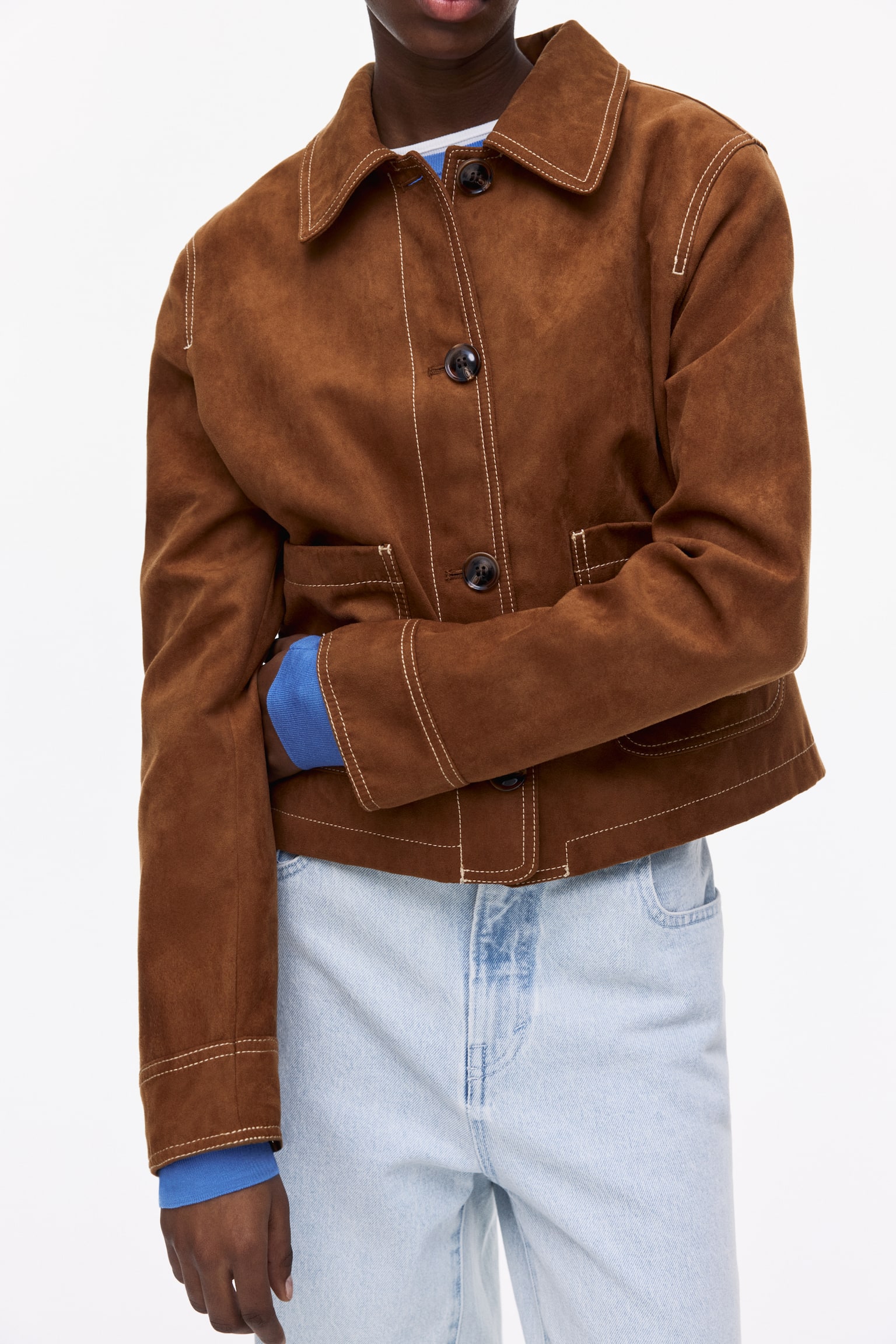 Krátká bunda - Tmavě béžová - 2