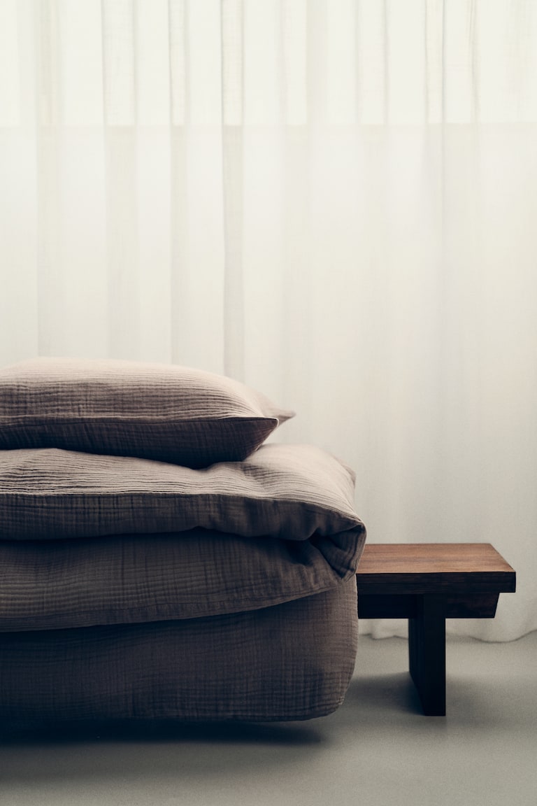 Musselin-Bettwäsche für Einzelbett - Schwarz - Home All