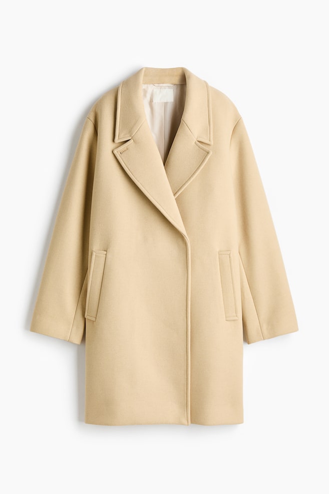 Oversized Wool-Blend Coat - Light yellow - 1