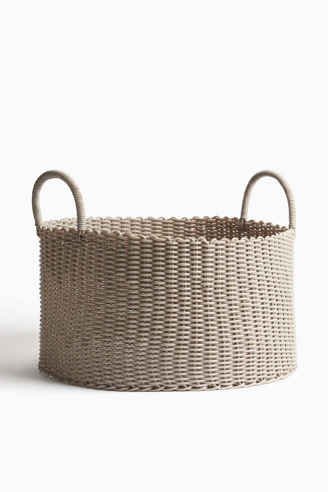 Très grand panier de rangement en plastique - Beige clair - 1