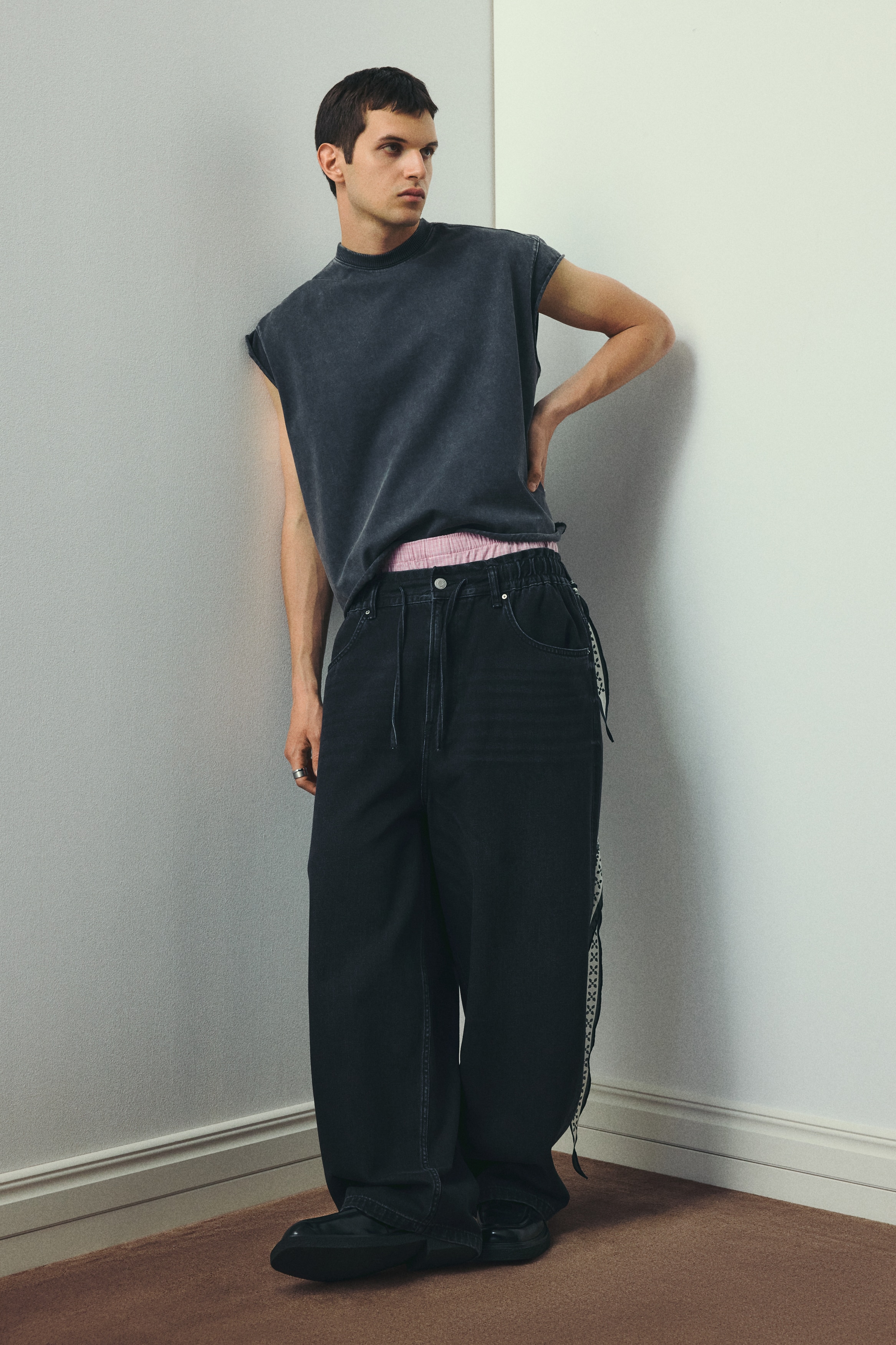 オーバーサイズフィットタンクトップ - ダークグレー - Men | H&M JP