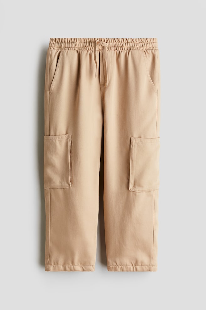 Jersey-Lined Twill Joggers - Beige - 1