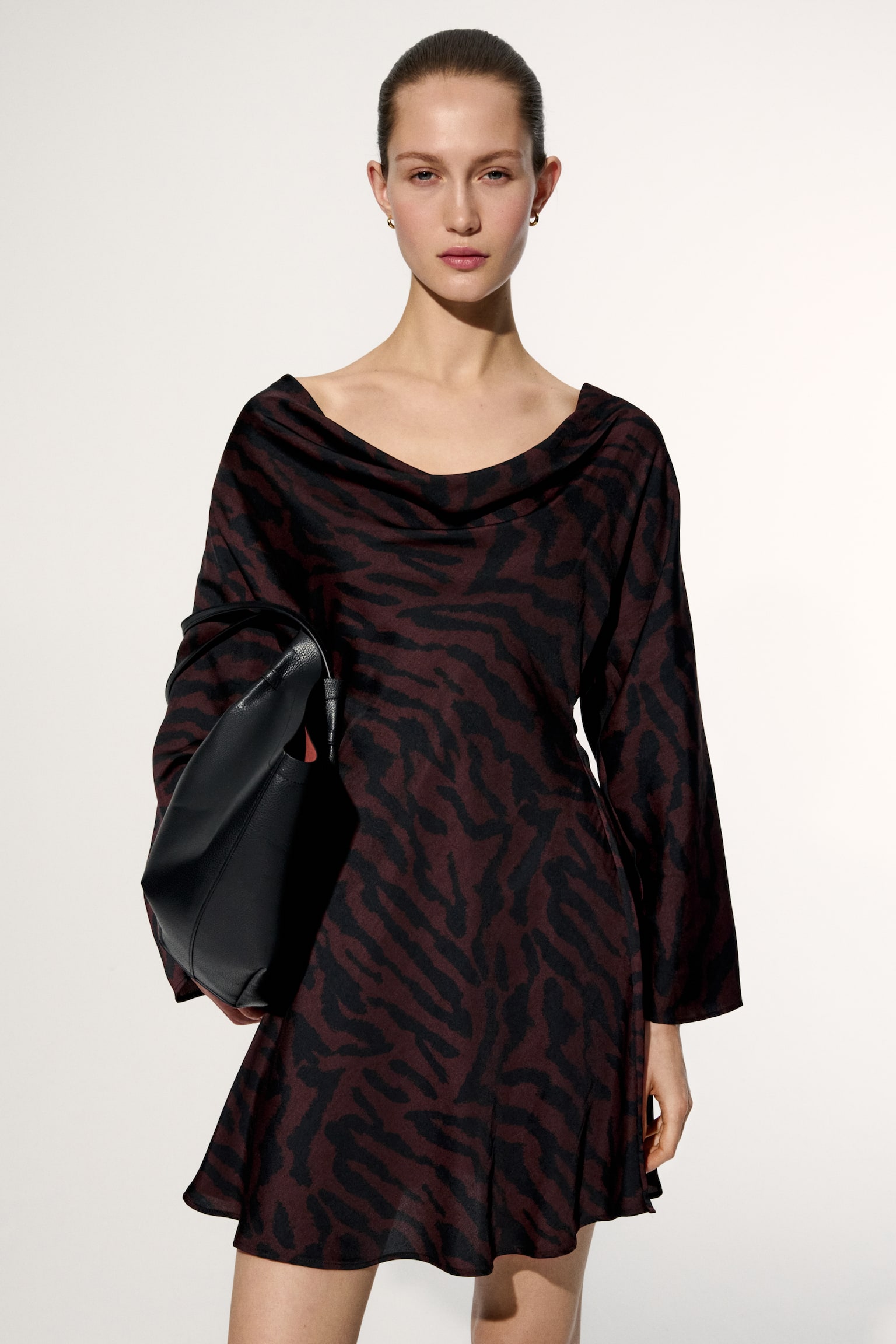 Flared-skirt cowl-neck dress - 1